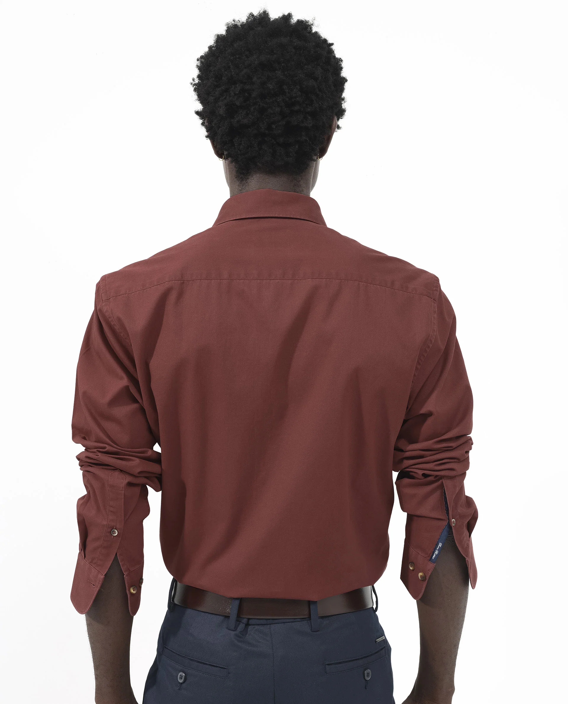 Rare Rabbit Men's Arlet Red Cotton Plain Regular Fit Full Sleeve Collared Shirt - Image 9