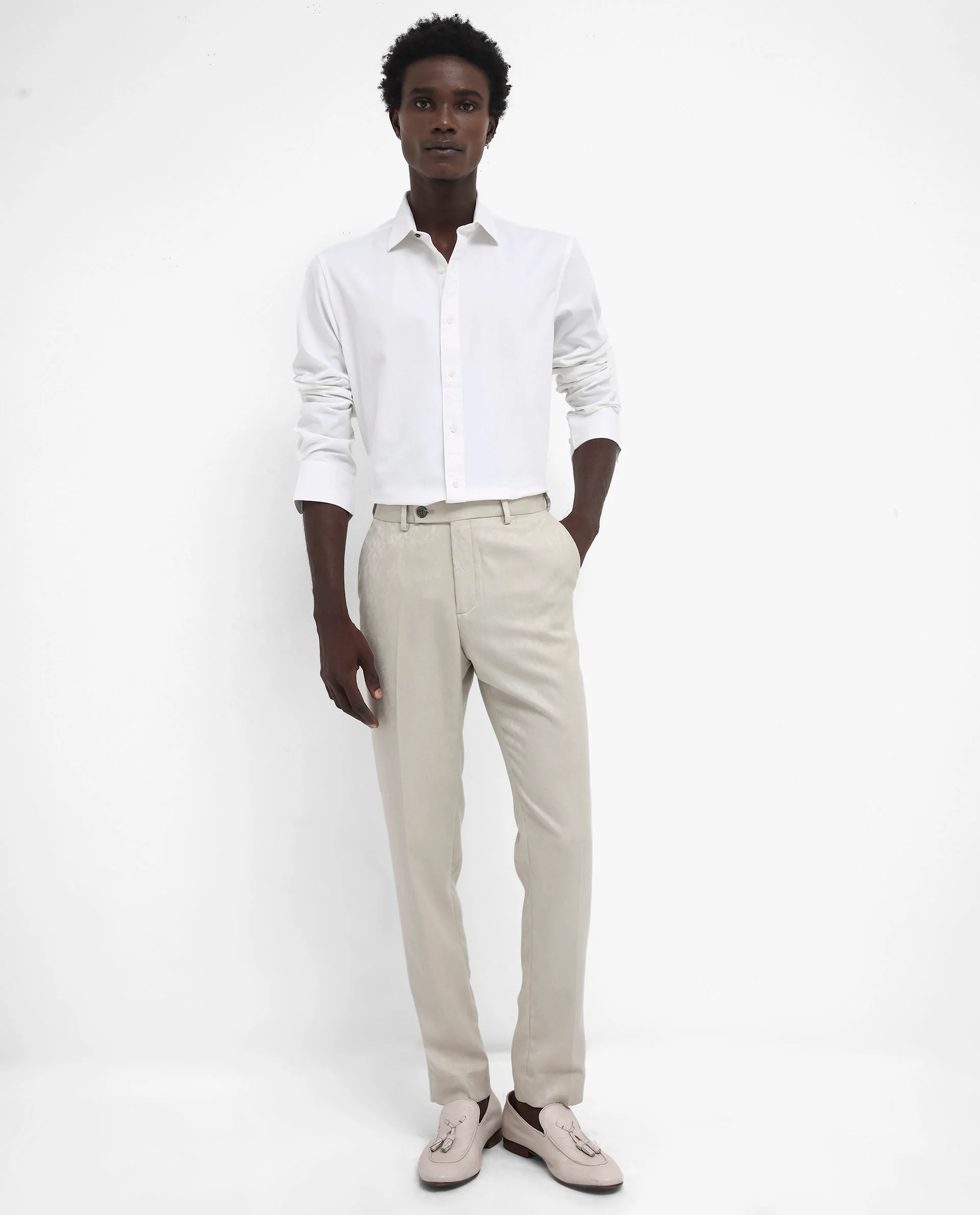 Rare Rabbit Men's Arlet White Cotton Plain Regular Fit Full Sleeve Collared Shirt - Image 2