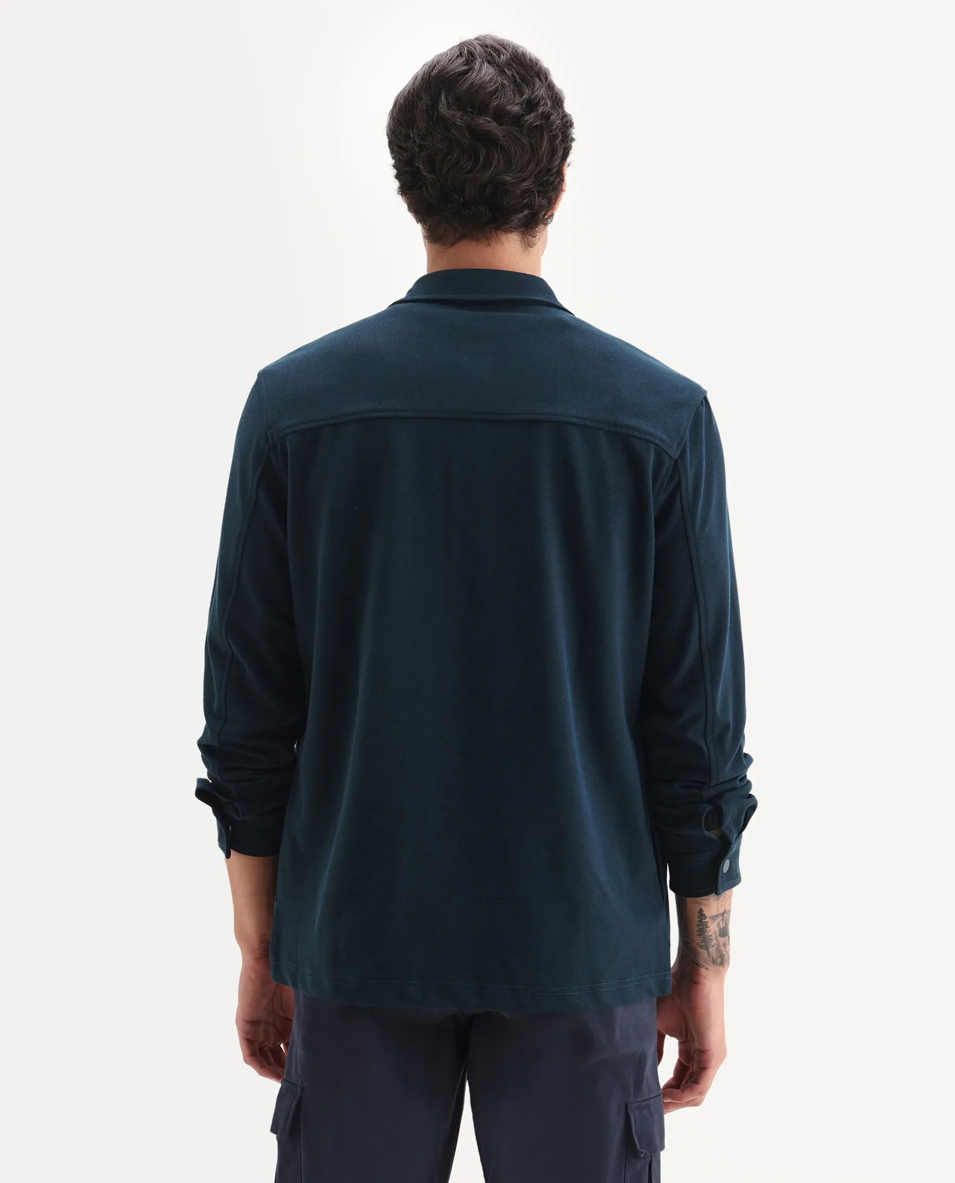Rare Rabbit Men's Arlington-25 Teal Polyester Blend Fabric Collared Neck Regular Fit Plain Jacket - Image 7