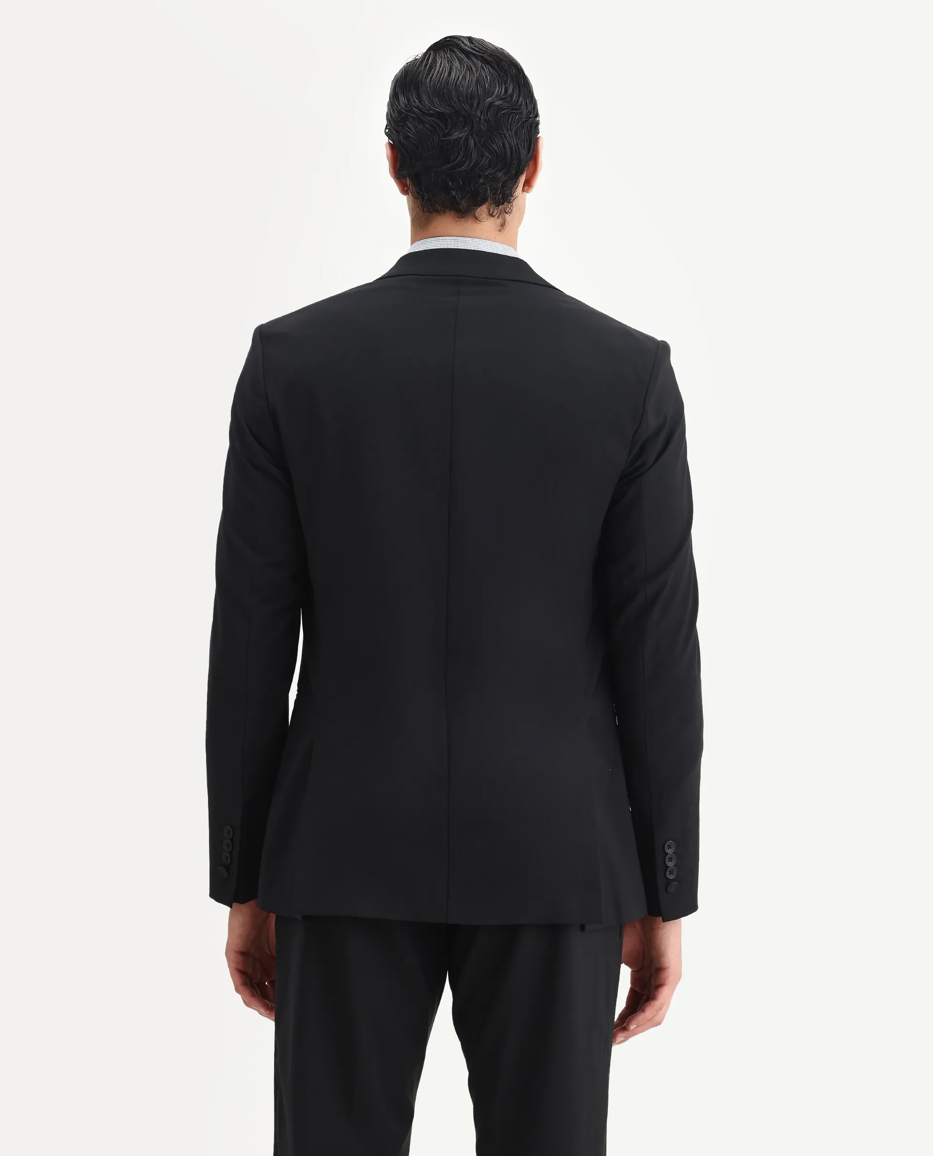 Rare Rabbit Men's Arlo-B Black Cotton Plain Slim Fit Full Sleeve Lapel Neck Suits - Image 10