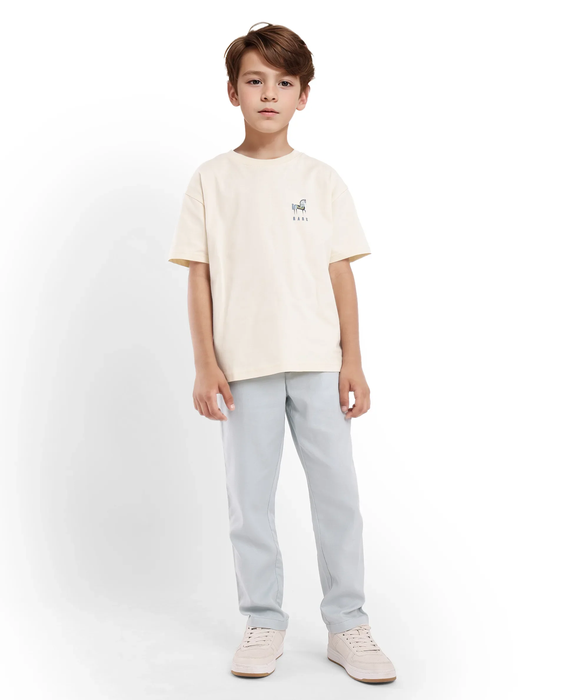 Rare Ones Kids Armi Off White Cotton Fabric Half Sleeves Boxy Fit Crew Neck Graphic Print T-Shirt - Image 3