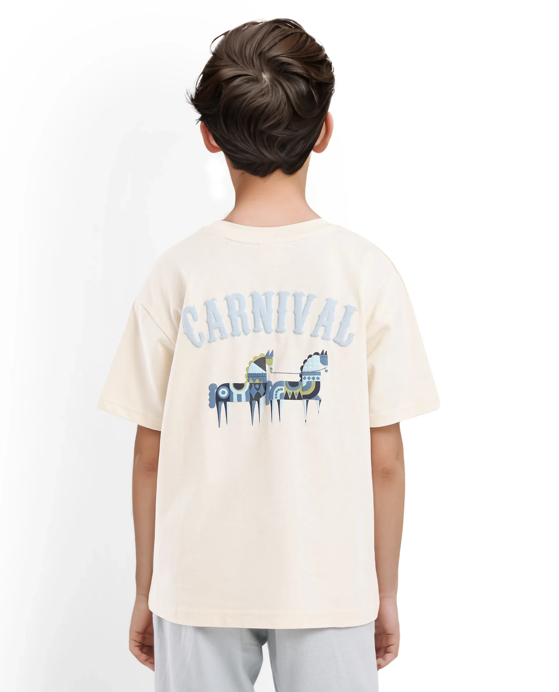 Rare Ones Kids Armi Off White Cotton Fabric Half Sleeves Boxy Fit Crew Neck Graphic Print T-Shirt - Image 8