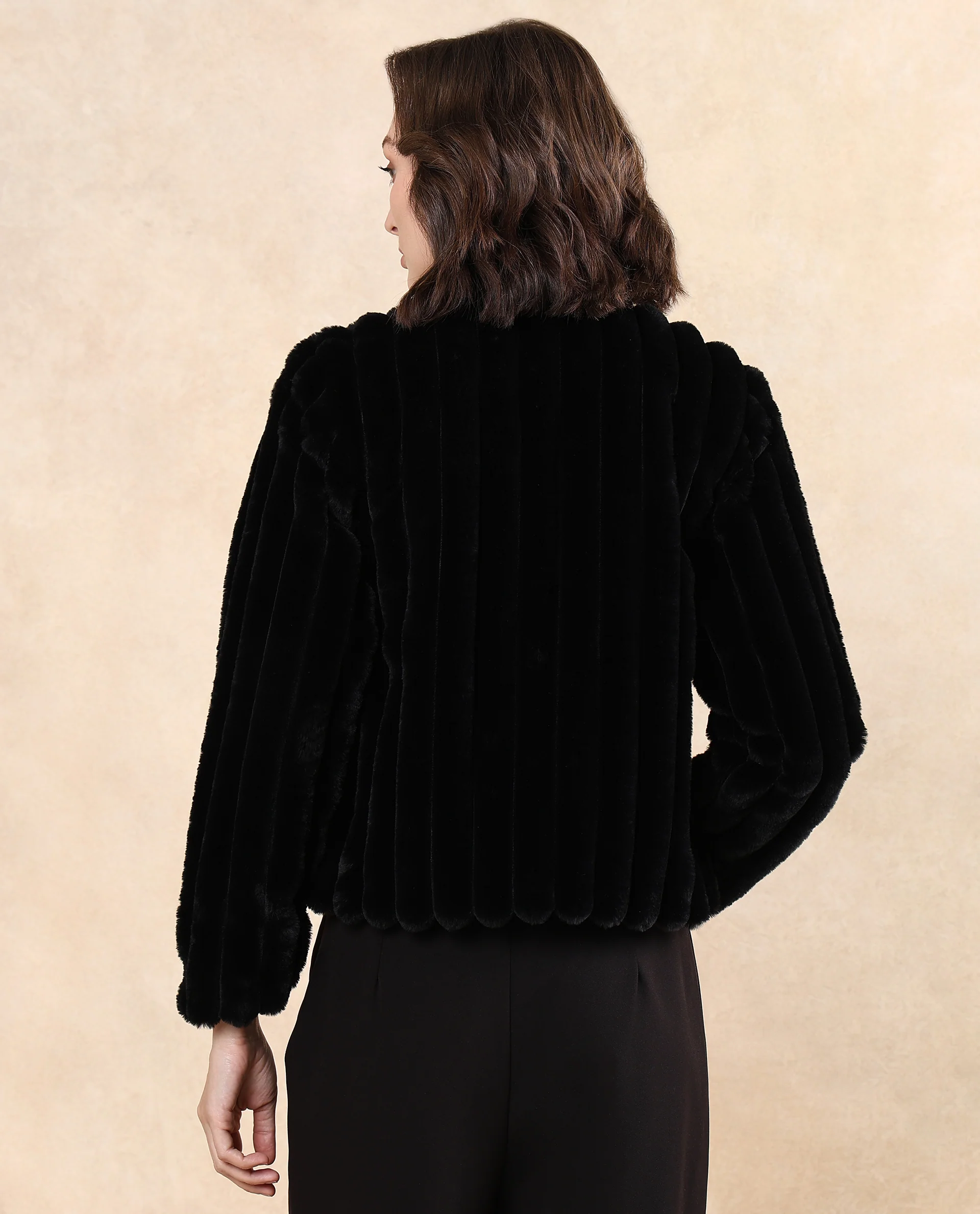 Rareism Women's Armidale Black Cotton Blend Mandarin Collar Plain Regular Fit Jacket - Image 7