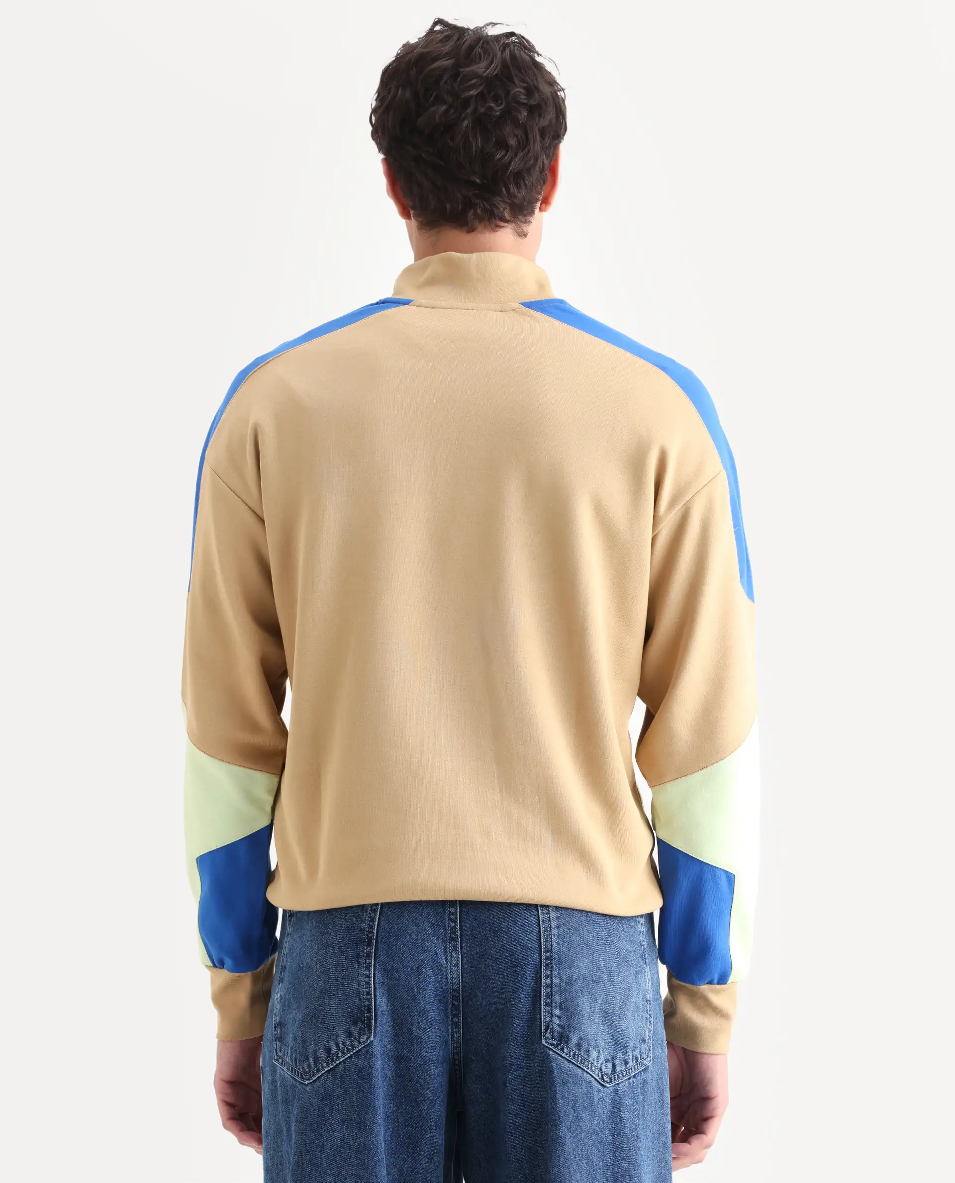 Rare Rabbit Men's Armo-1 Dusky Beige Cotton Ombre Regular Fit Full Sleeve High Neck Sweatshirt - Image 8