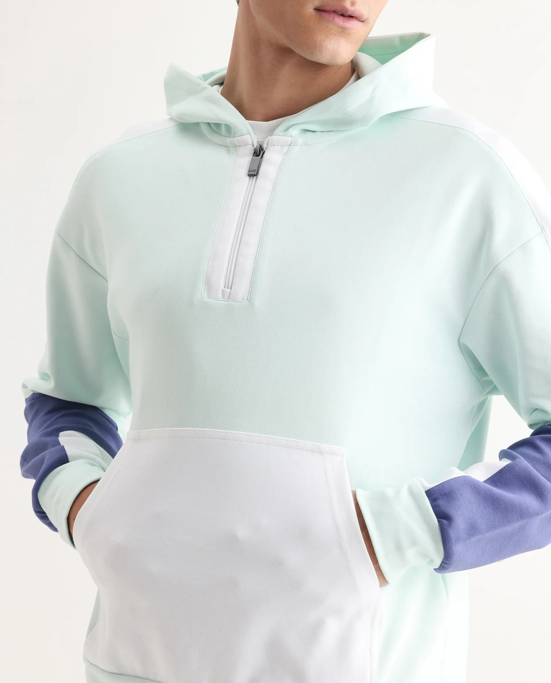 Rare Rabbit Men's Armo-2 Pastel Green Cotton Ombre Regular Fit Full Sleeve Hooded Sweatshirt - Image 5