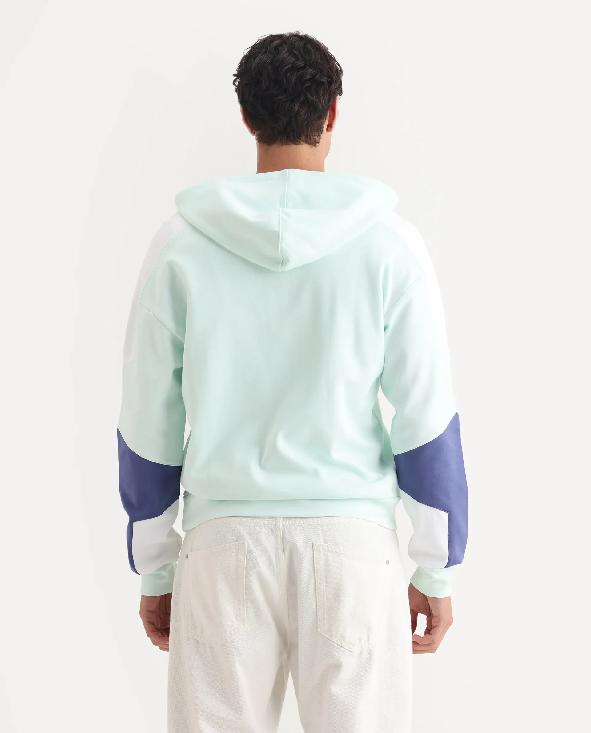 Rare Rabbit Men's Armo-2 Pastel Green Cotton Ombre Regular Fit Full Sleeve Hooded Sweatshirt - Image 8