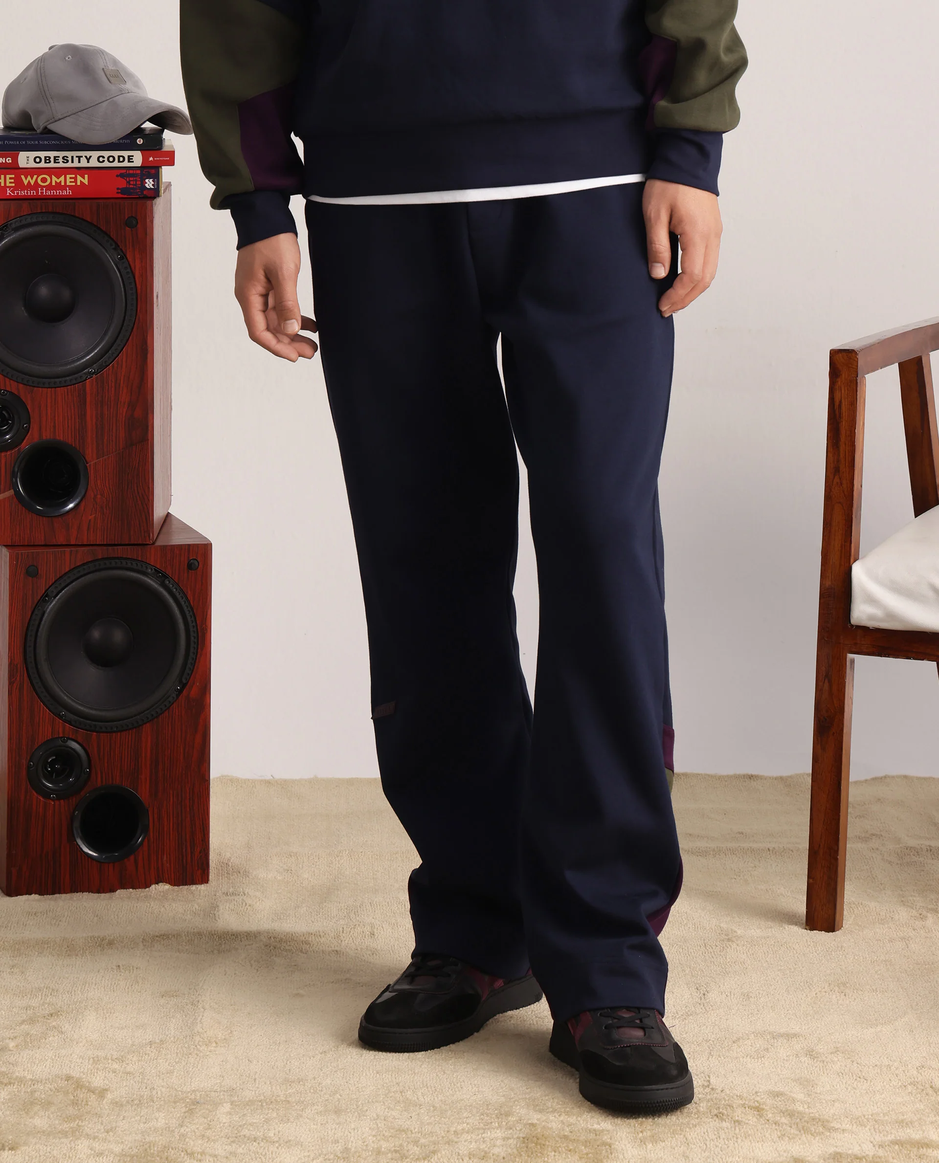 Rare Rabbit Men's Armon-1 Navy Plain Regular Fit Track Pant - Image 2