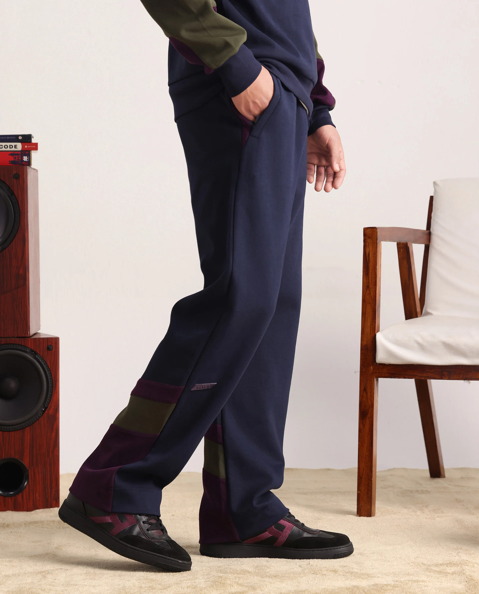 Rare Rabbit Men's Armon-1 Navy Plain Regular Fit Track Pant - Image 4