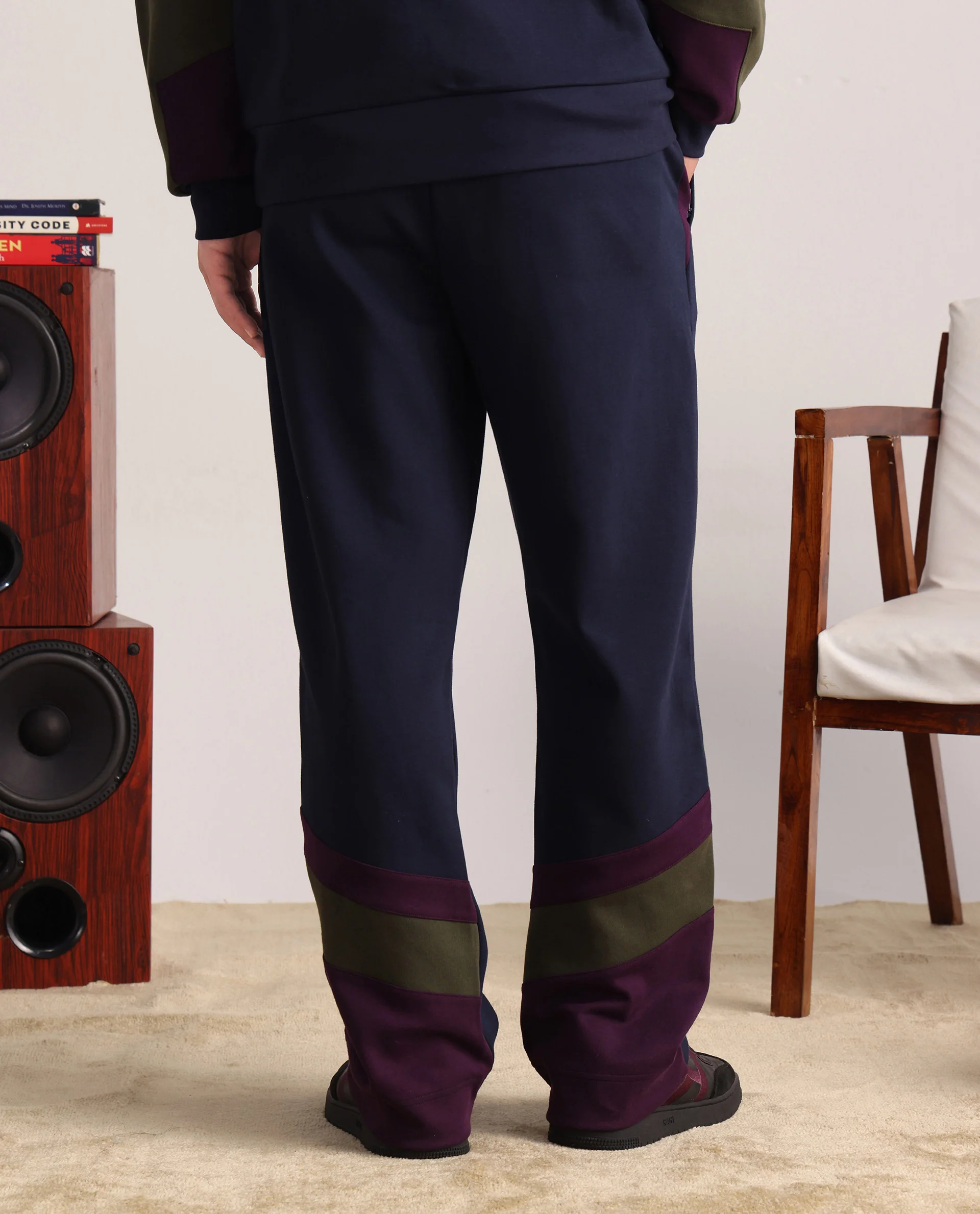 Rare Rabbit Men's Armon-1 Navy Plain Regular Fit Track Pant - Image 5