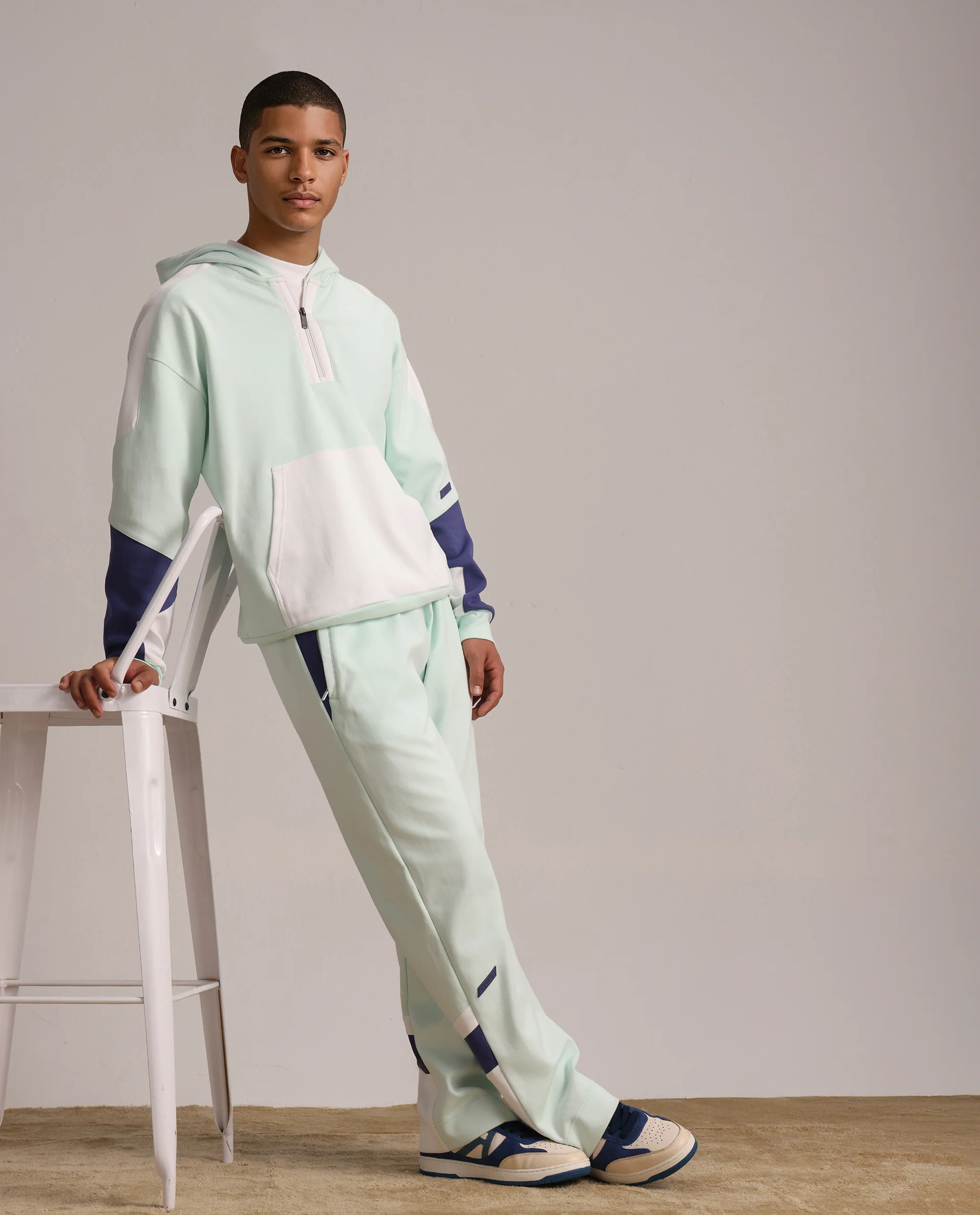 Rare Rabbit Men's Armon-2 Pastel Green Cotton Printed Regular Fit Track Pant - Image 2