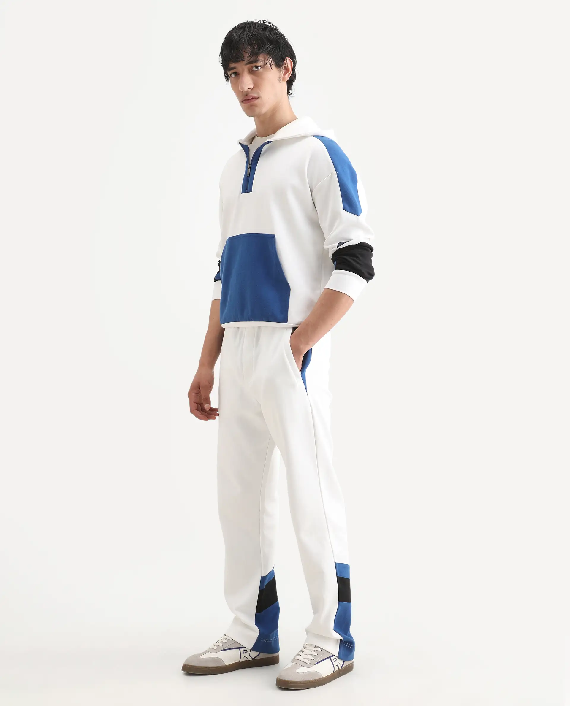Rare Rabbit Men's Armon-2 White Cotton Printed Regular Fit Track Pant - Image 5