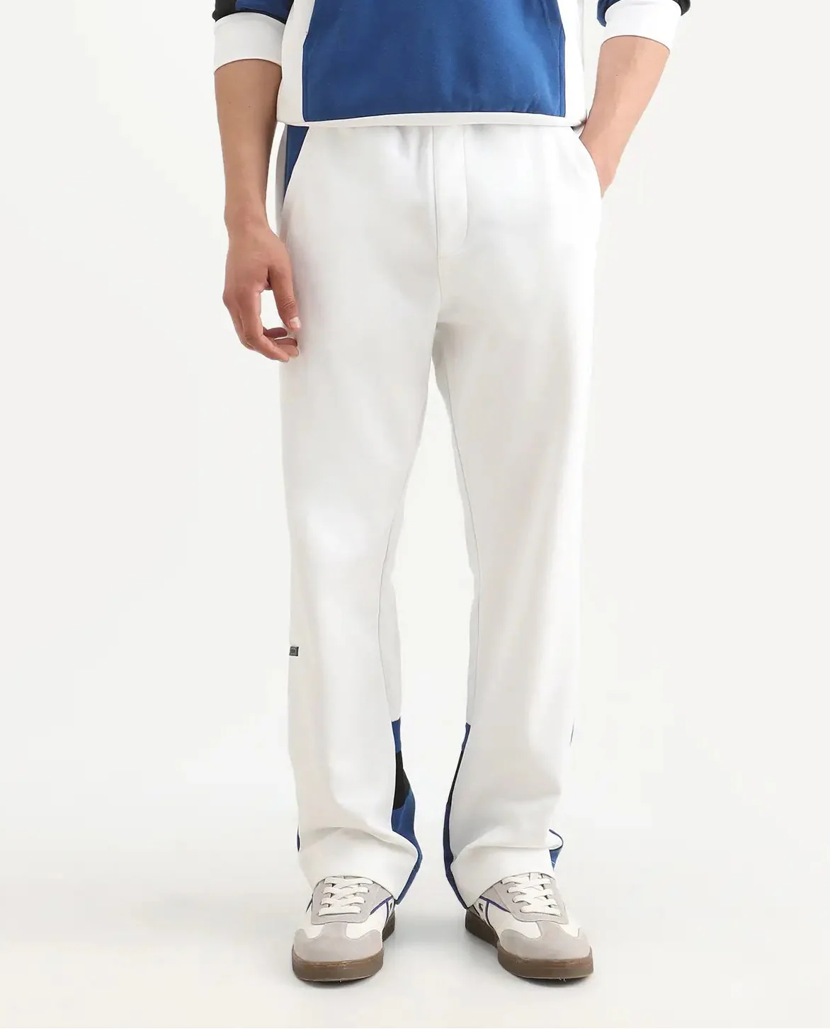Rare Rabbit Men's Armon-2 White Cotton Printed Regular Fit Track Pant - Image 8