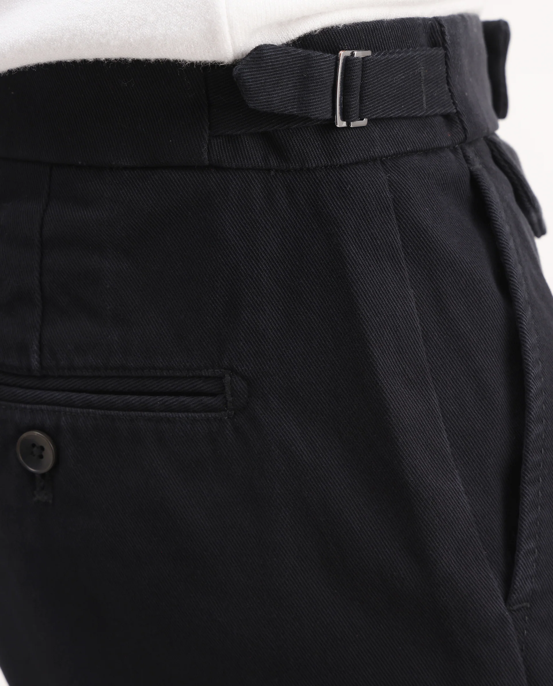 Rare Rabbit Men's Arne Black Cotton Blend Plain Regular Fit Trouser - Image 6