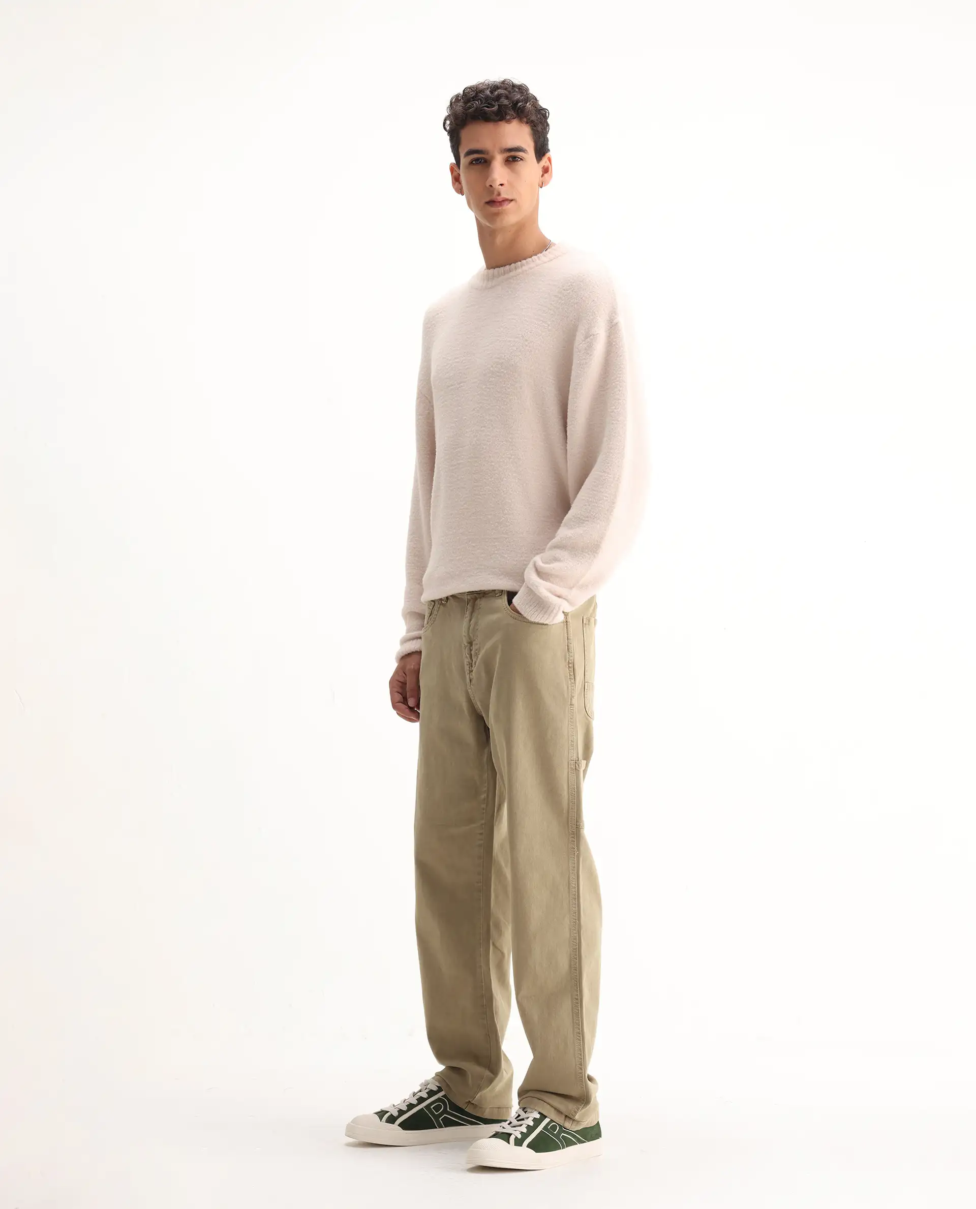 Rare Rabbit Men's Arni Khaki Cotton Plain Relaxed Fit Jeans - Image 4