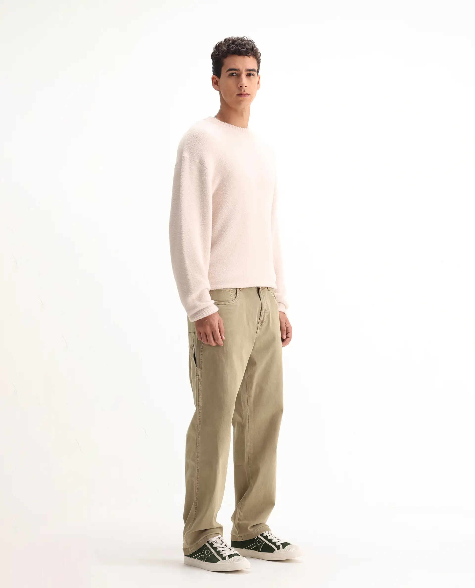Rare Rabbit Men's Arni Khaki Cotton Plain Relaxed Fit Jeans - Image 5