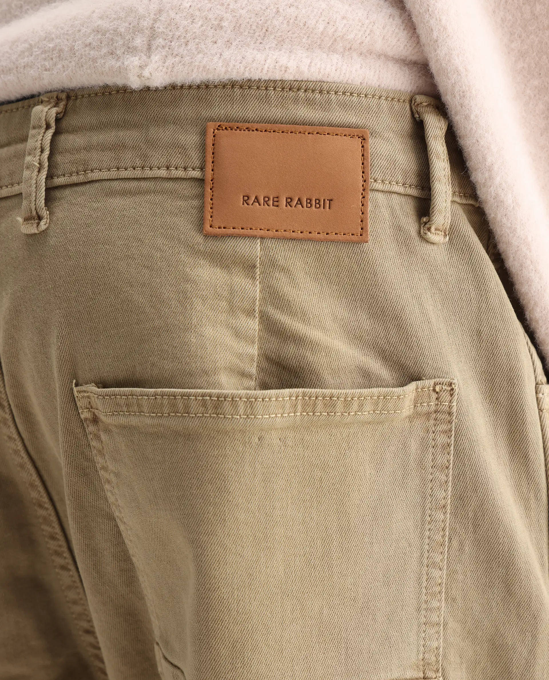 Rare Rabbit Men's Arni Khaki Cotton Plain Relaxed Fit Jeans - Image 7