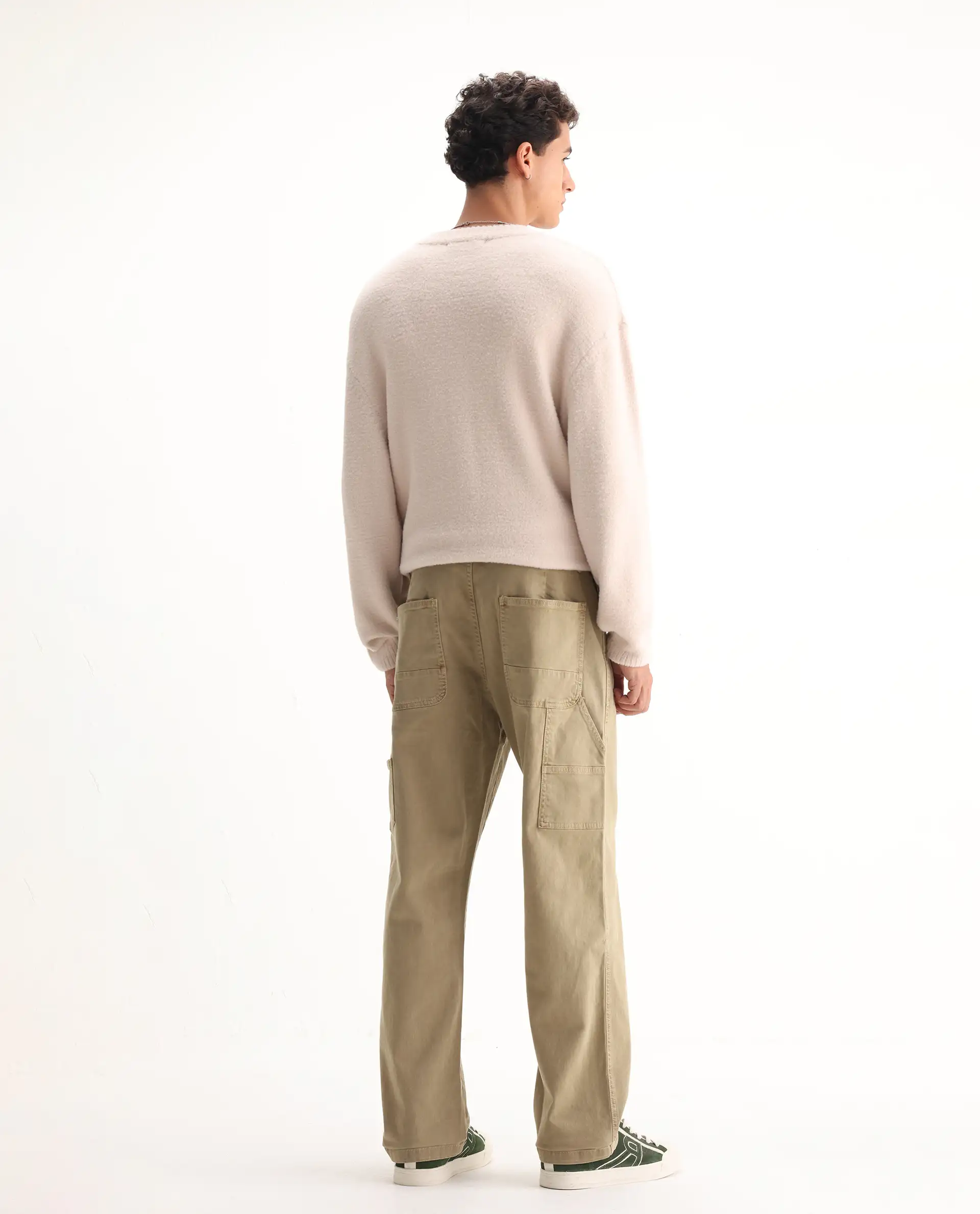 Rare Rabbit Men's Arni Khaki Cotton Plain Relaxed Fit Jeans - Image 9