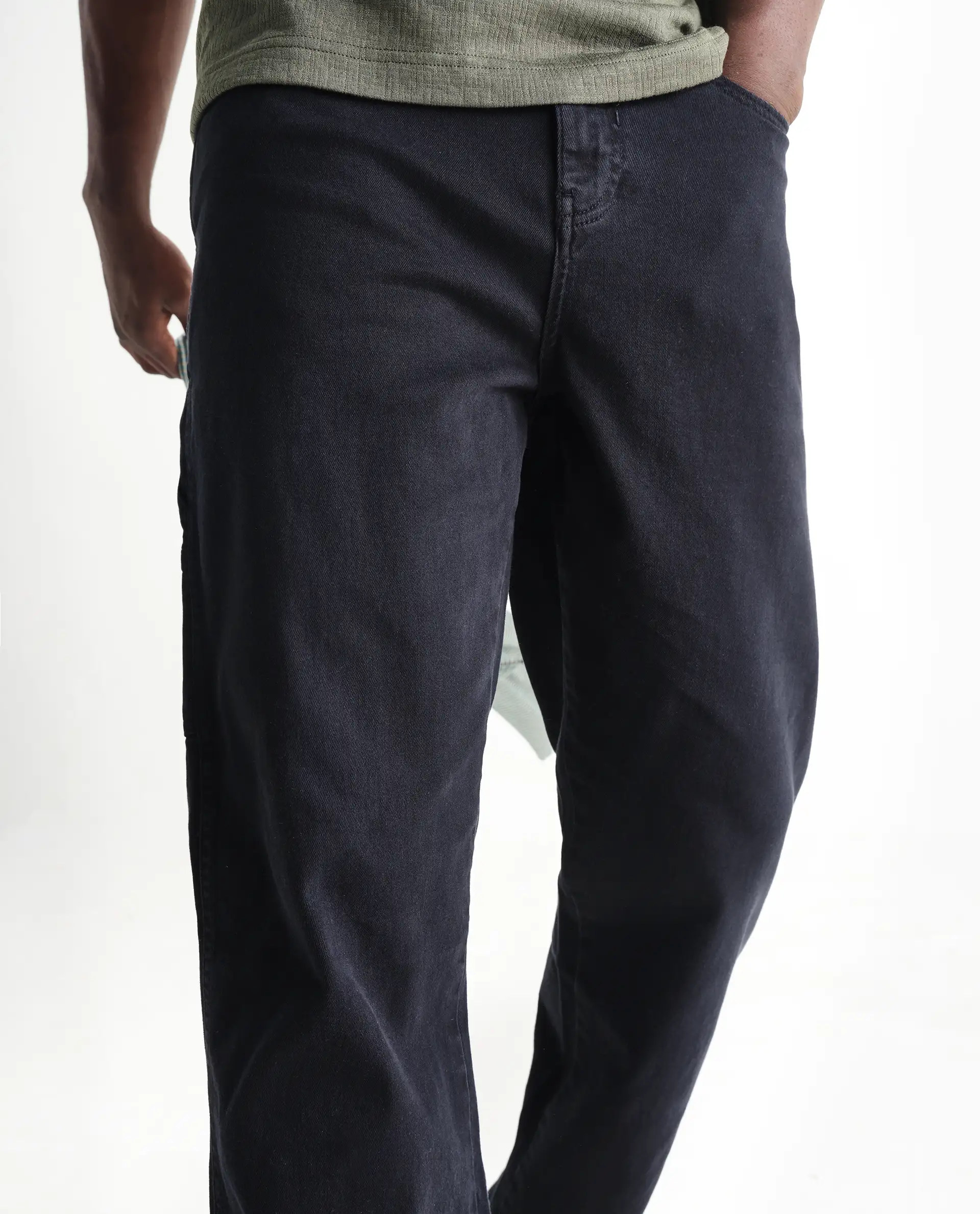Rare Rabbit Men's Arni Navy Cotton Plain Carpenter Fit Jeans - Image 2
