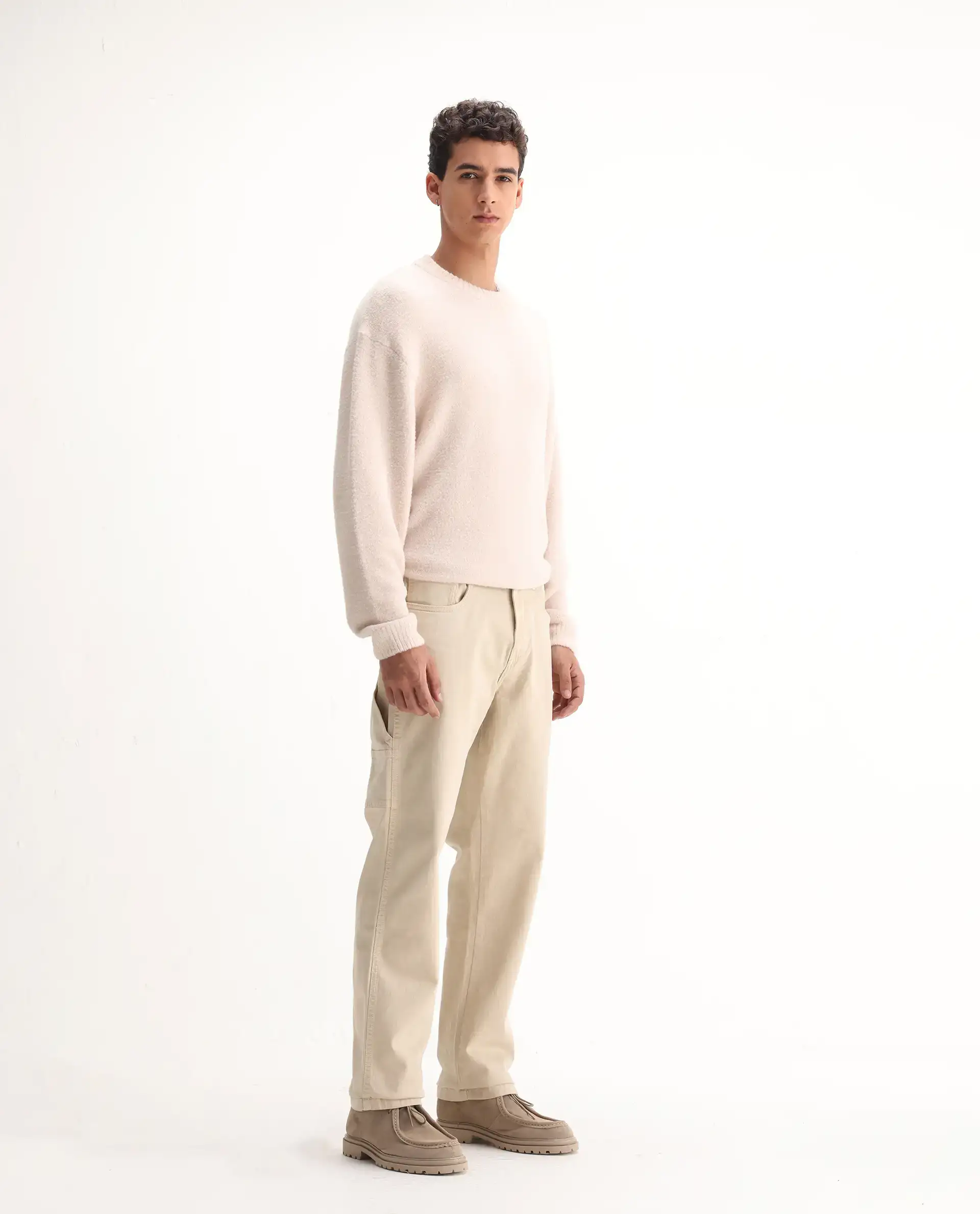 Rare Rabbit Men's Arni Off White Cotton Plain Relaxed Fit Jeans - Image 4