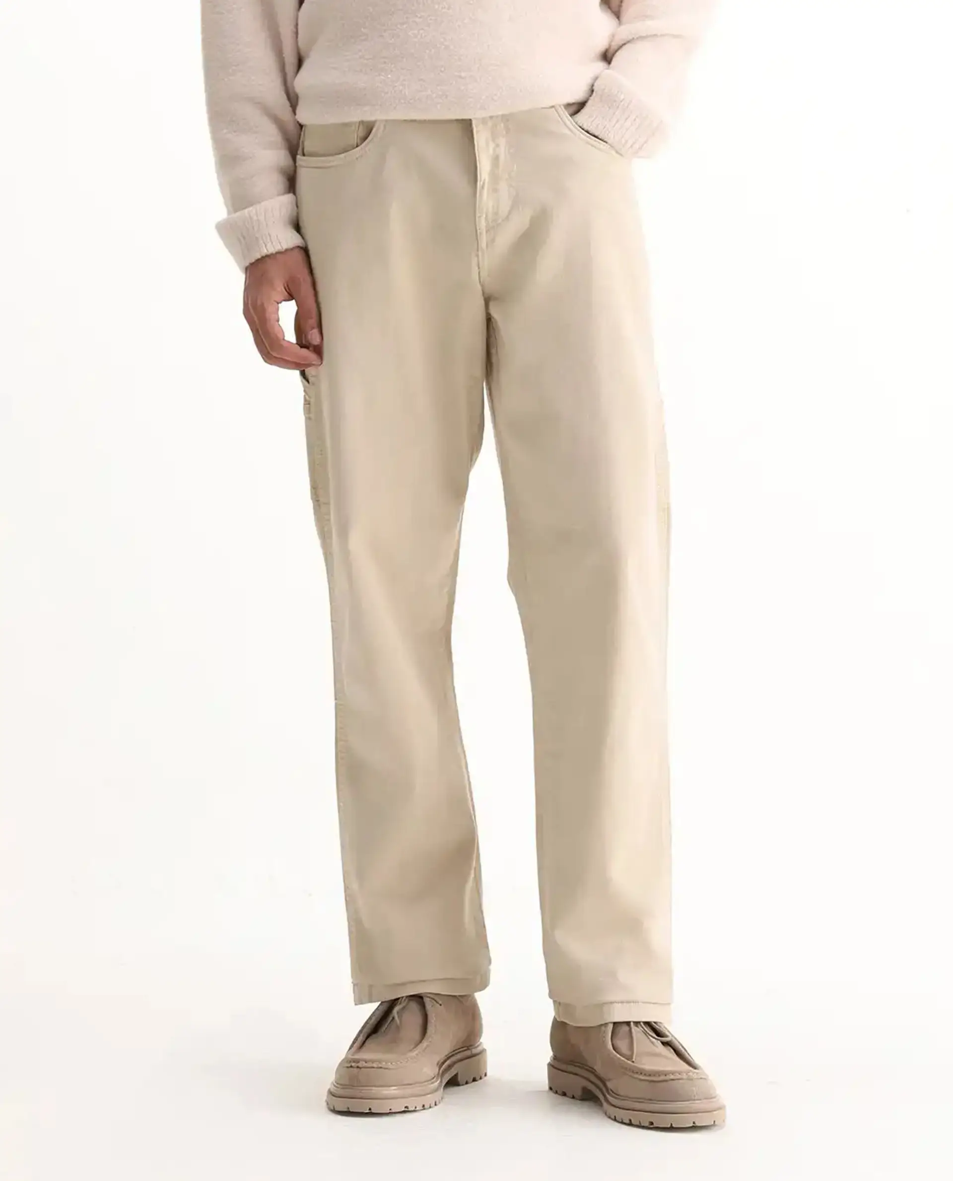Rare Rabbit Men's Arni Off White Cotton Plain Relaxed Fit Jeans - Image 9