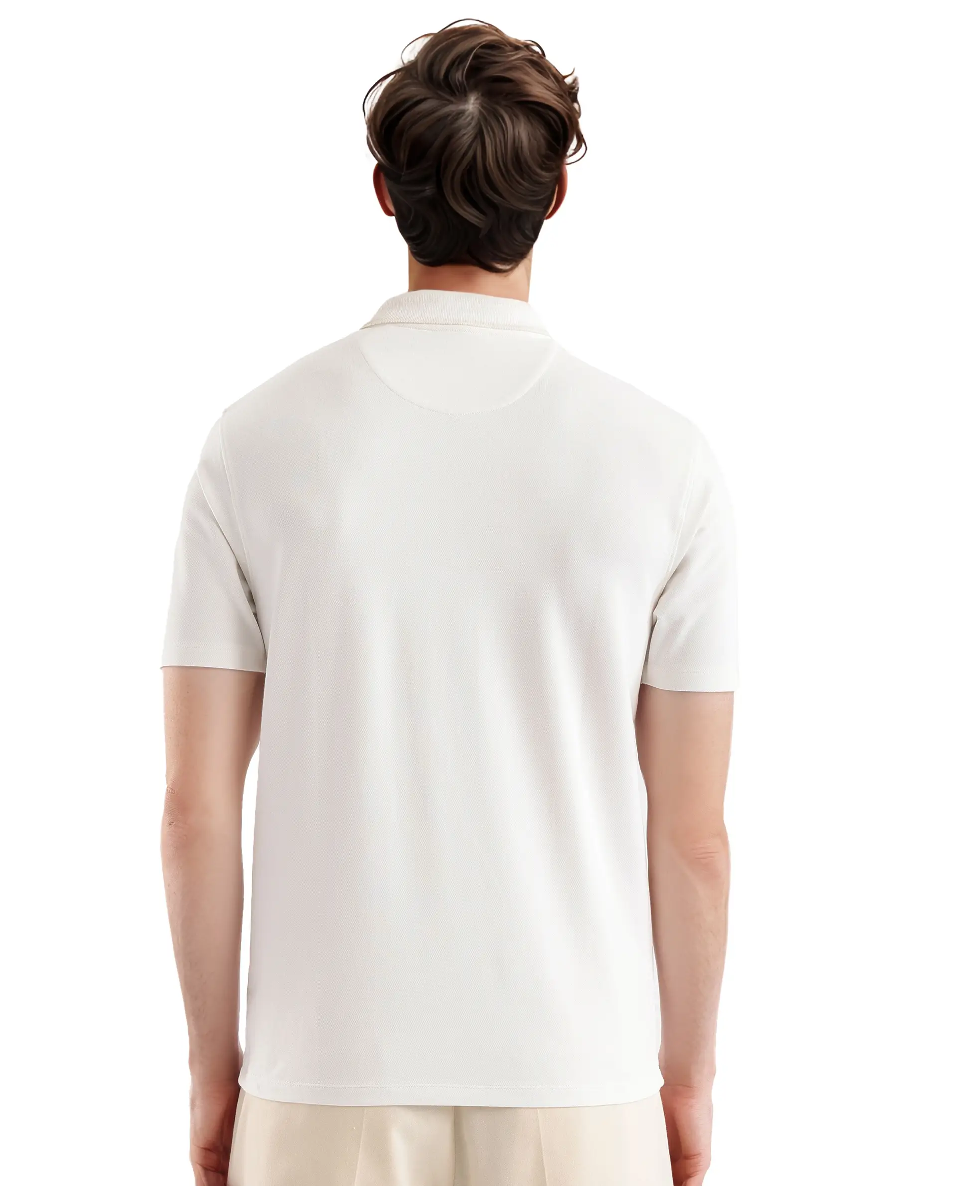 Rare Rabbit Men's Aroe Off White Cotton Plain Regular Fit Half Sleeve Polo - Image 8