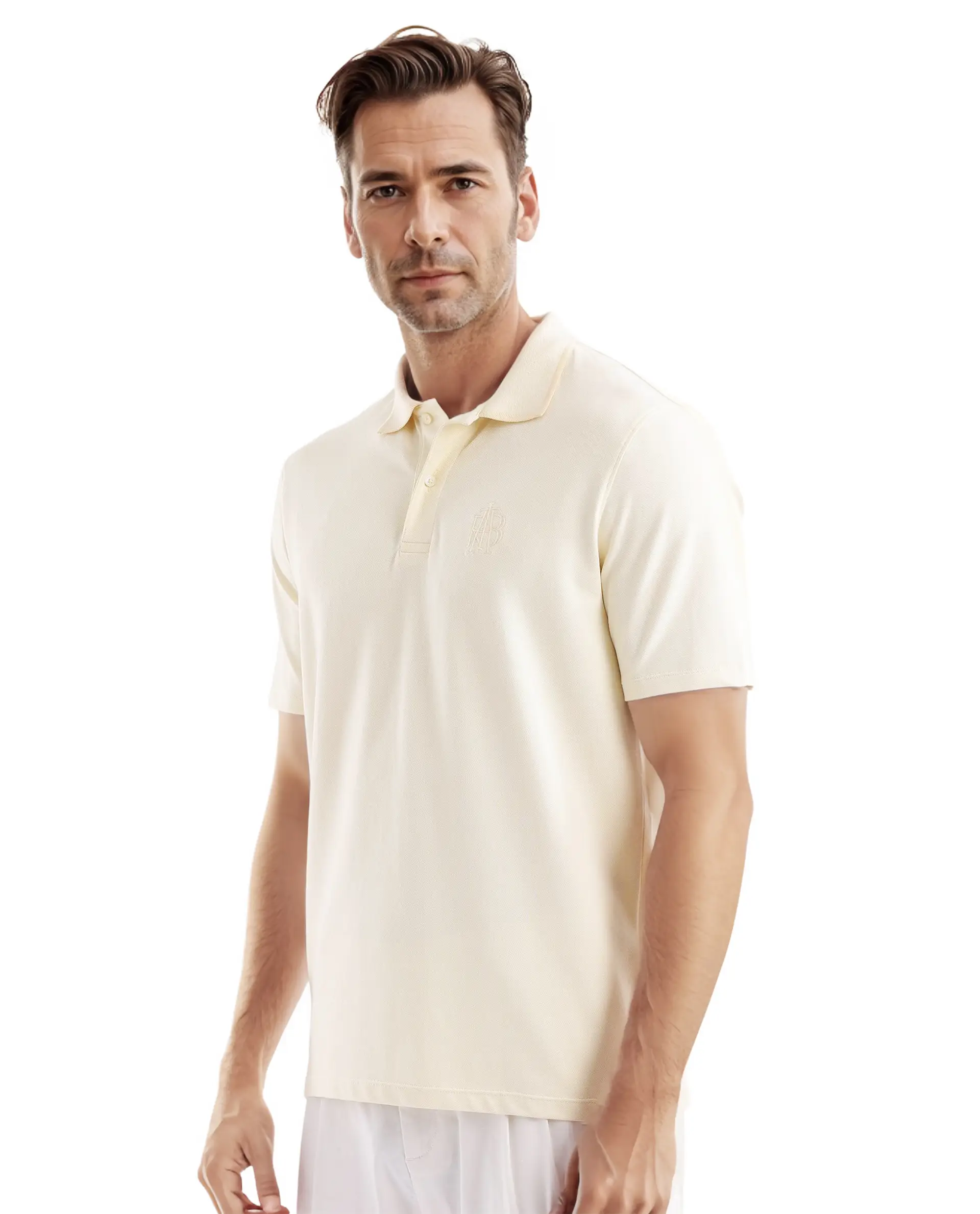 Rare Rabbit Men's Aroe Pastel Yellow Lycra Plain Regular Fit Half Sleeve Polo - Image 7