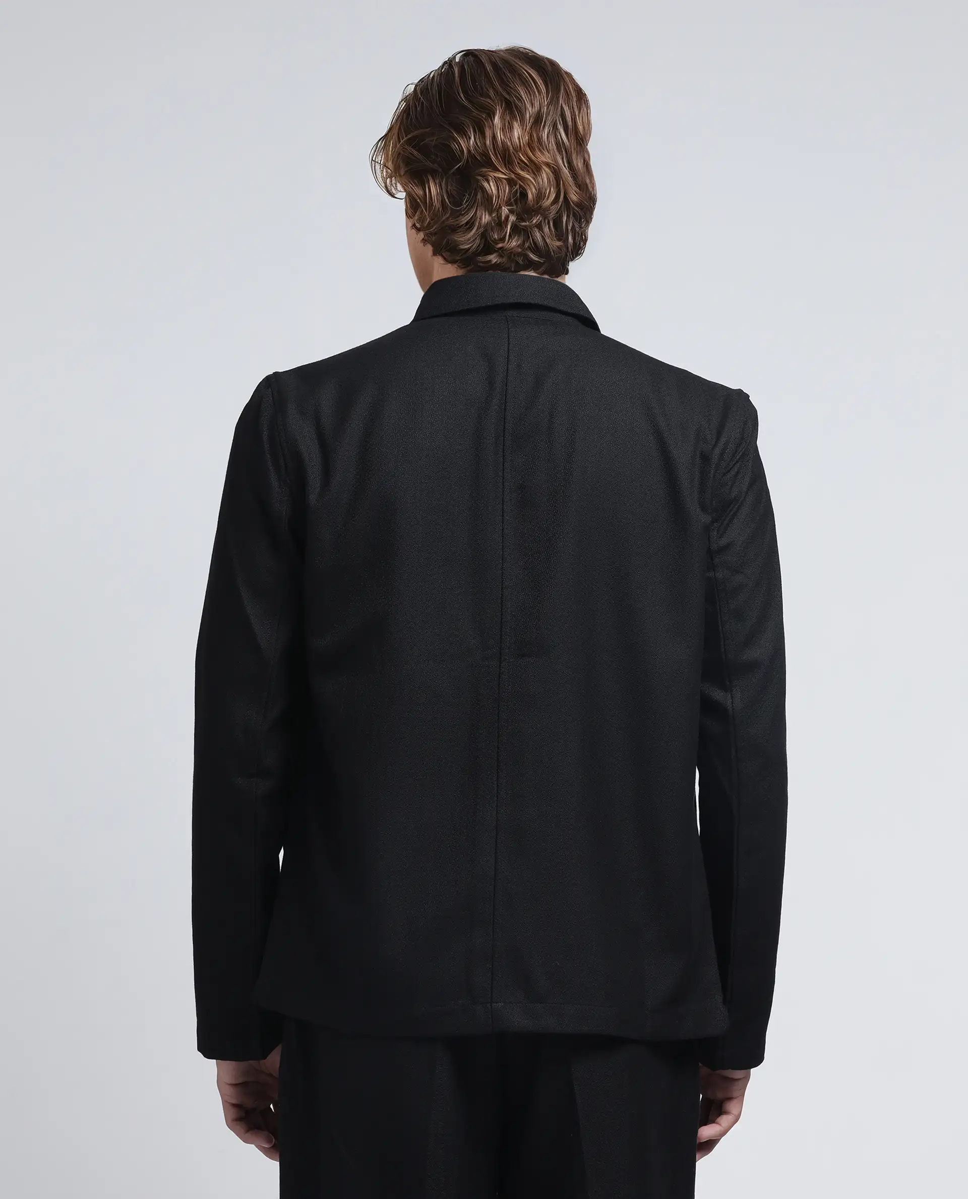 Rare Rabbit Men's Aront Black Polyester Plain Relaxed Fit Full Sleeve Spread Collar Jacket - Image 4