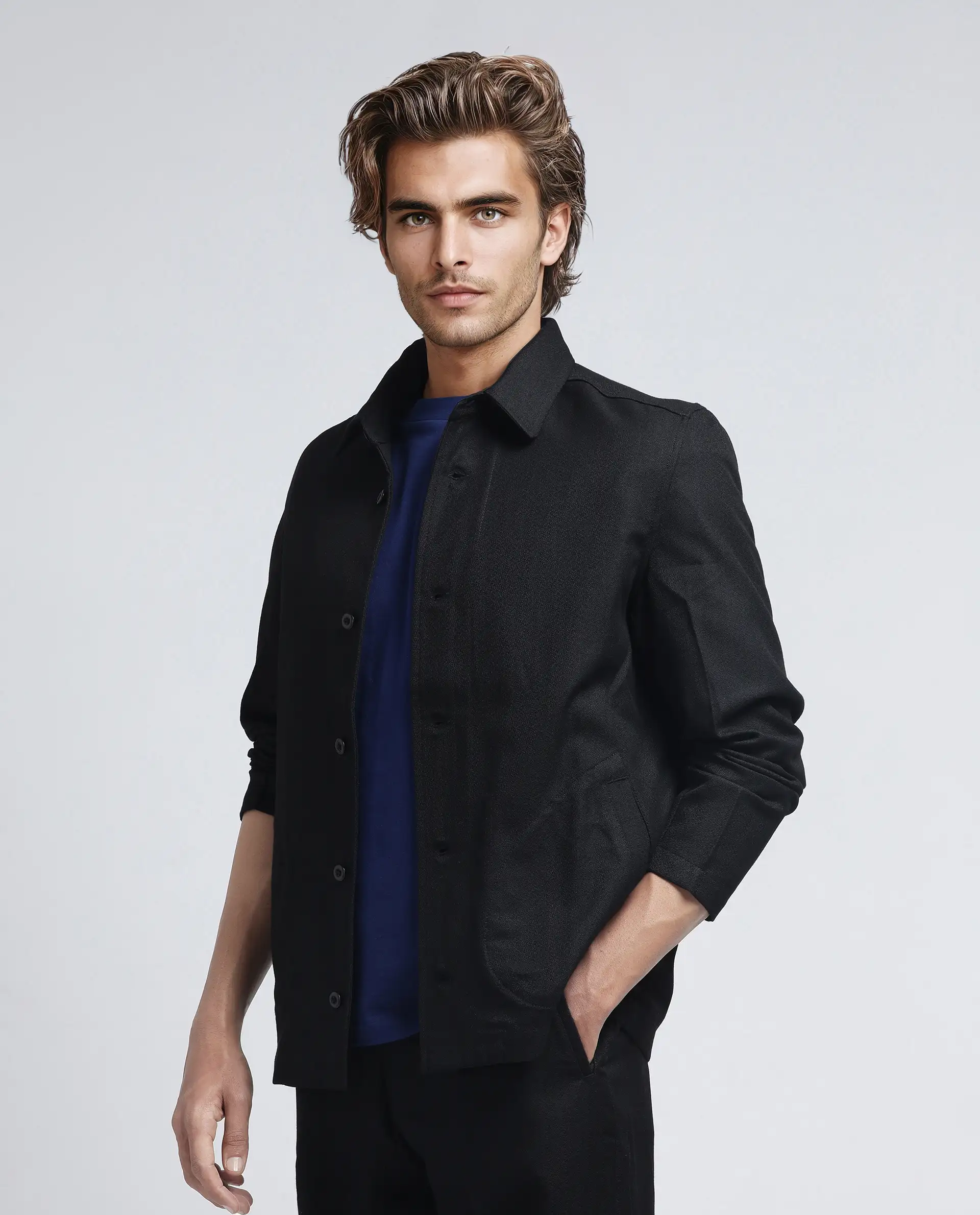 Rare Rabbit Men's Aront Black Polyester Plain Relaxed Fit Full Sleeve Spread Collar Jacket - Image 5