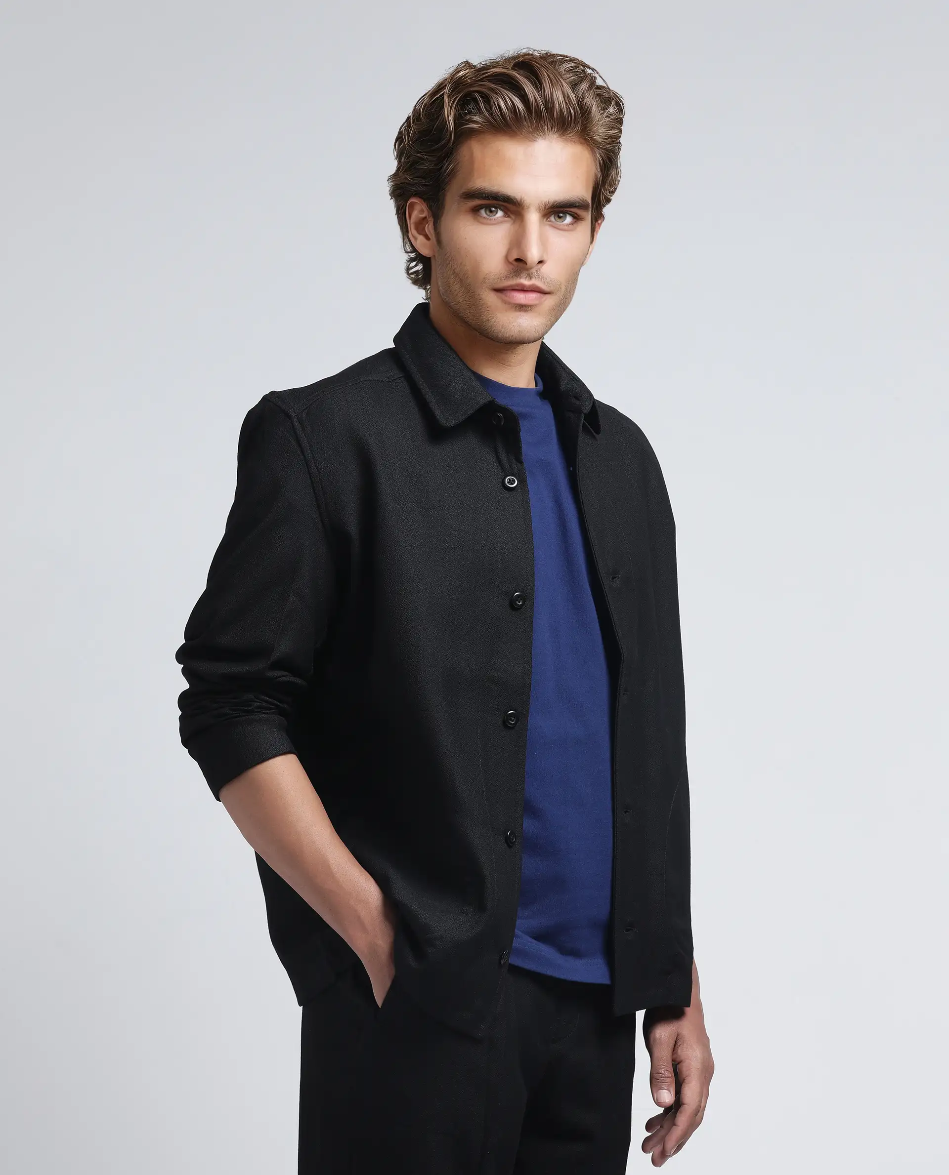 Rare Rabbit Men's Aront Black Polyester Plain Relaxed Fit Full Sleeve Spread Collar Jacket - Image 6