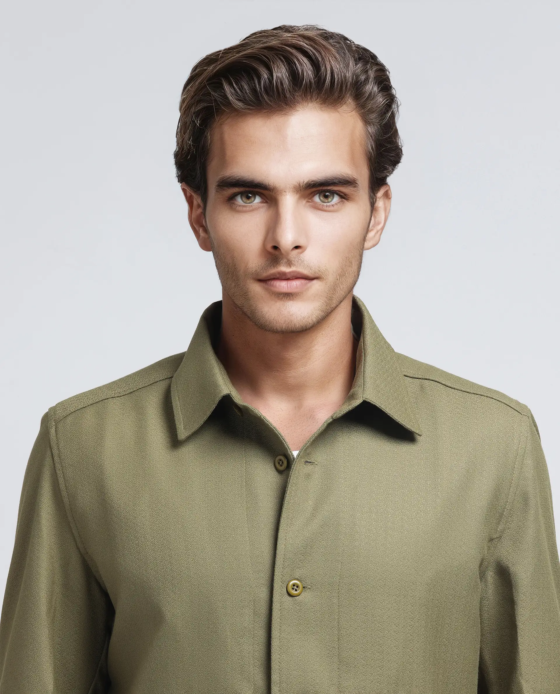 Rare Rabbit Men's Aront Olive Polyester Plain Relaxed Fit Full Sleeve Spread Collar Jacket - Image 8