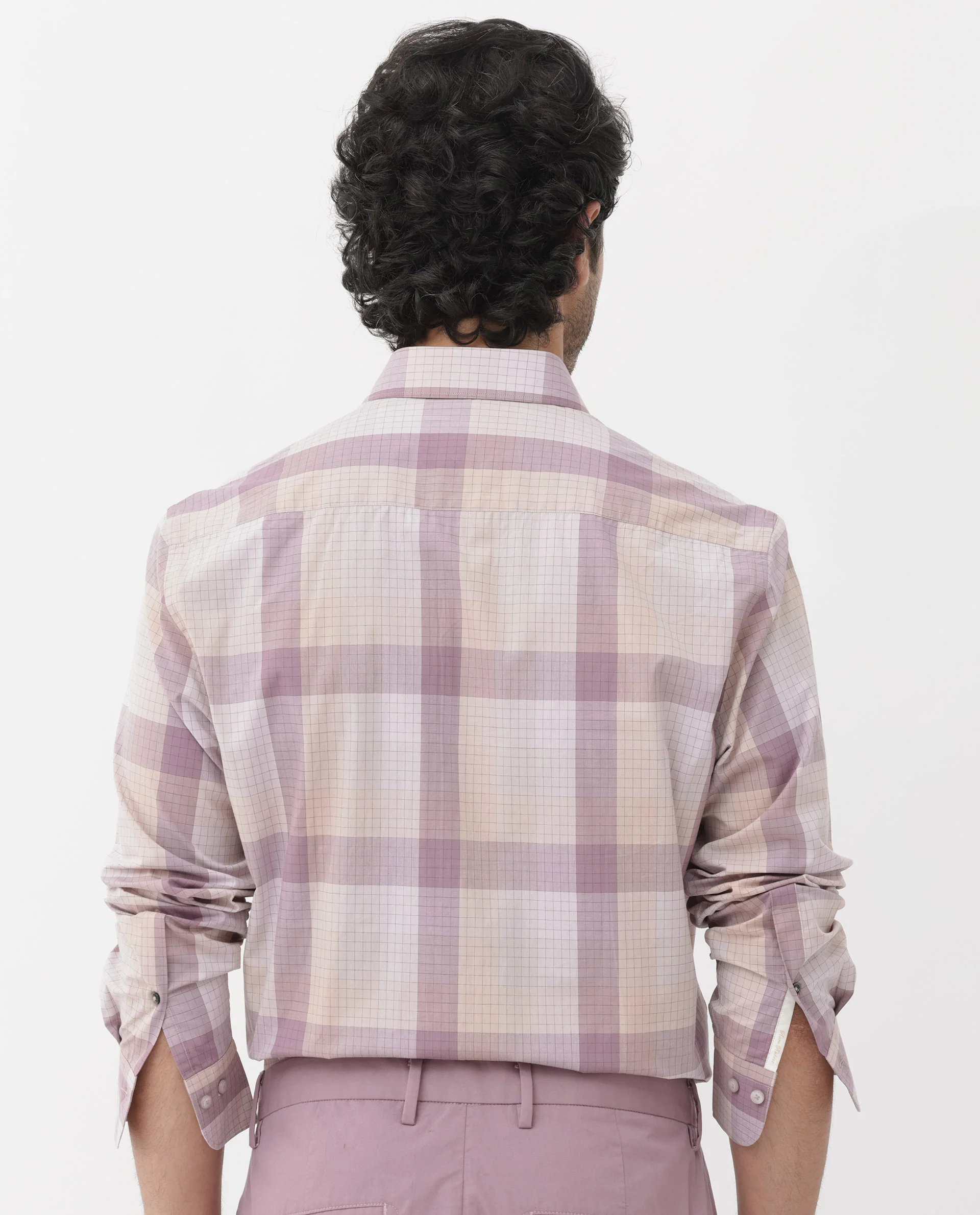 Rare Rabbit Men's Artane Pink Cotton Checked Print Regular Fit Full Sleeve Collared Shirt - Image 6