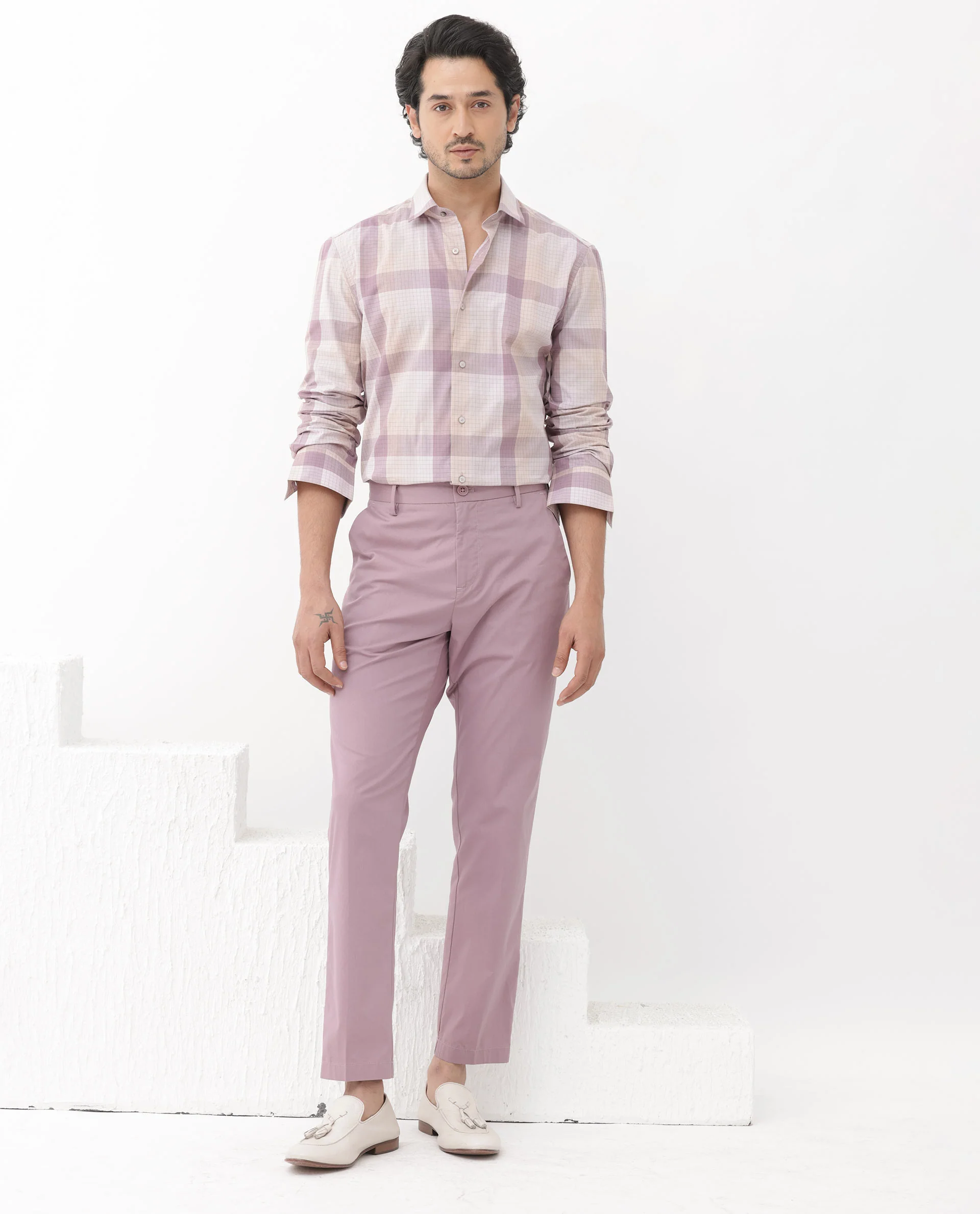 Rare Rabbit Men's Artane Pink Cotton Checked Print Regular Fit Full Sleeve Collared Shirt - Image 7