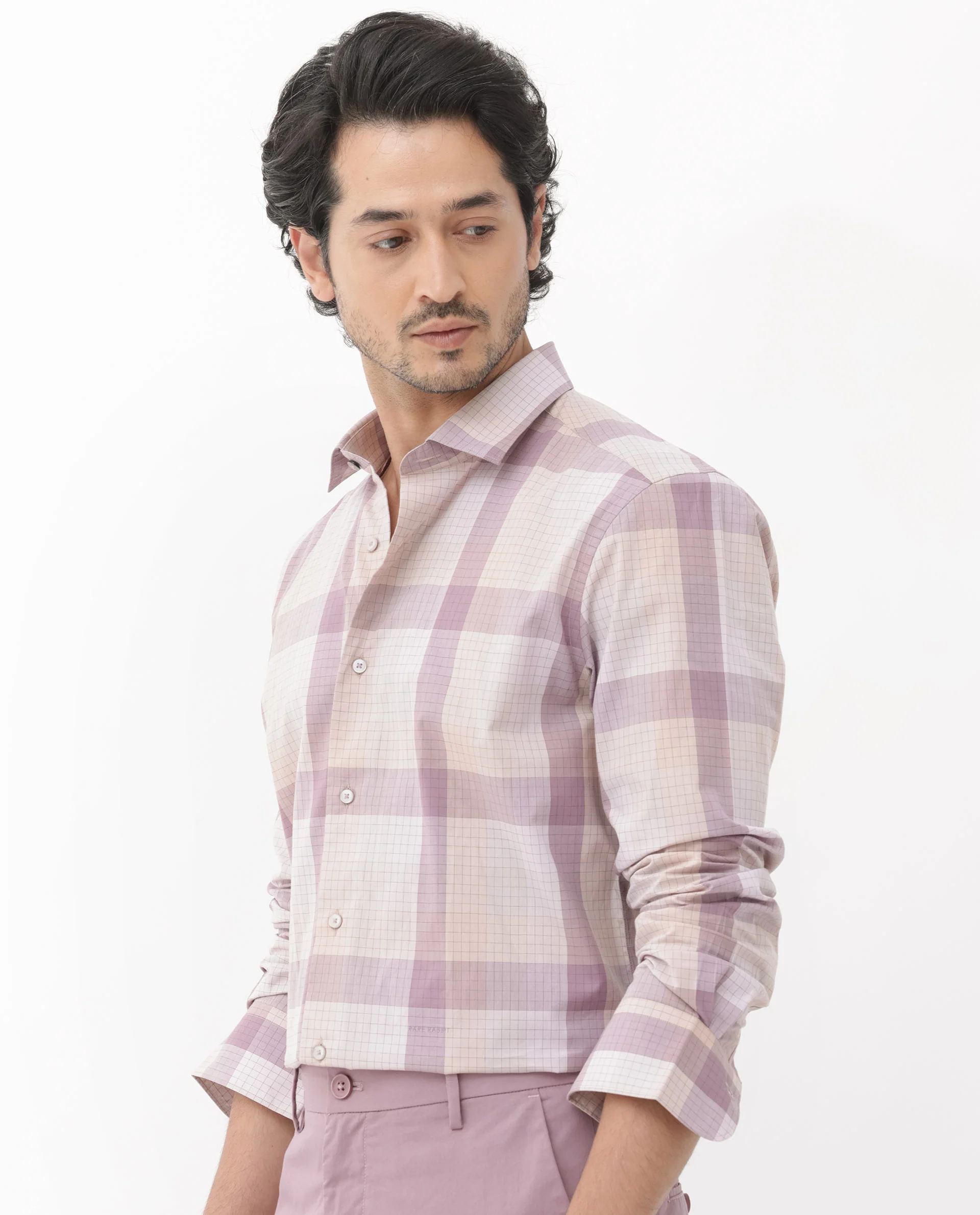 Rare Rabbit Men's Artane Pink Cotton Checked Print Regular Fit Full Sleeve Collared Shirt - Image 9