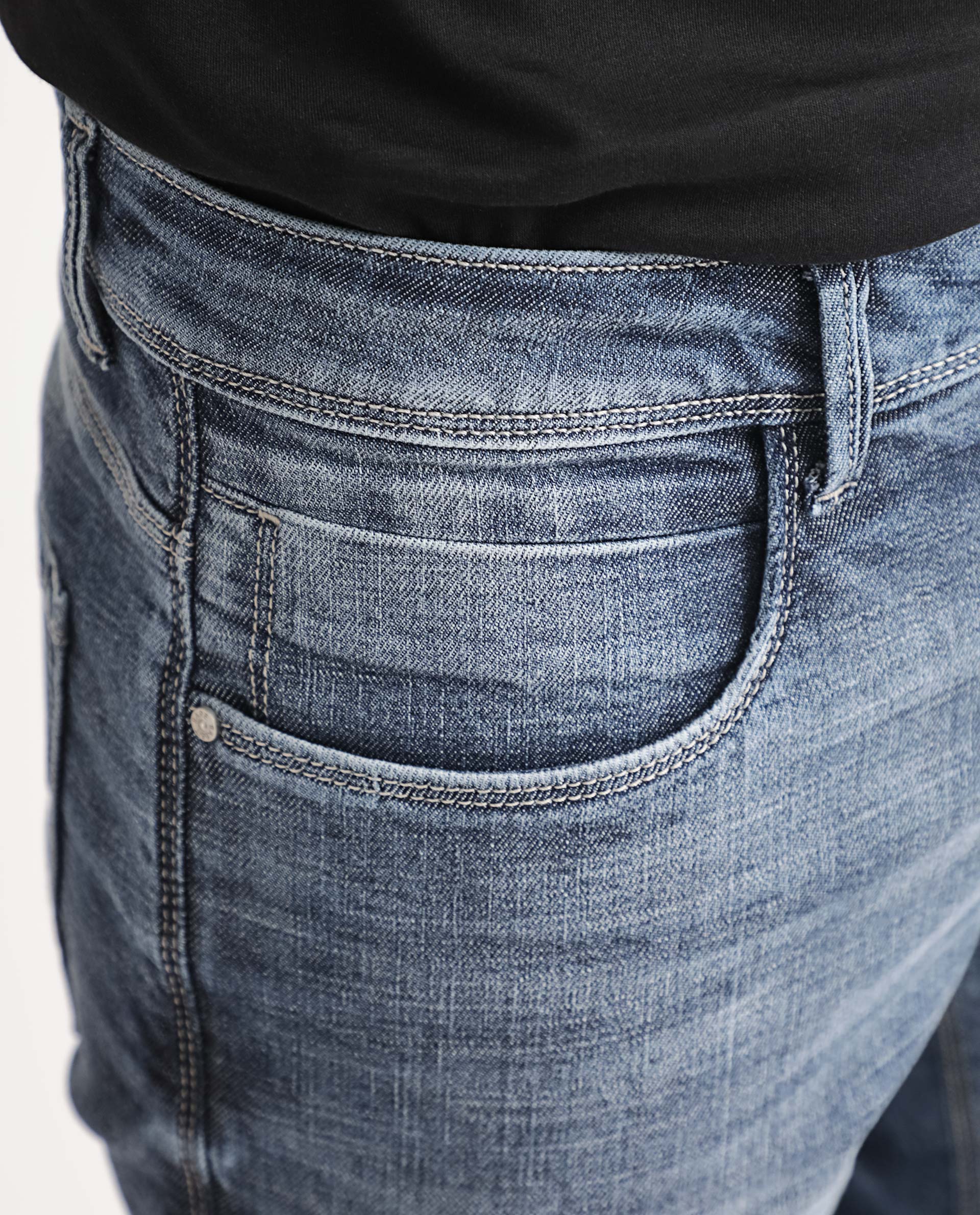 Rare Rabbit Men's Arten Blue Cotton Plain Hawk Slim Fit Jeans - Image 3