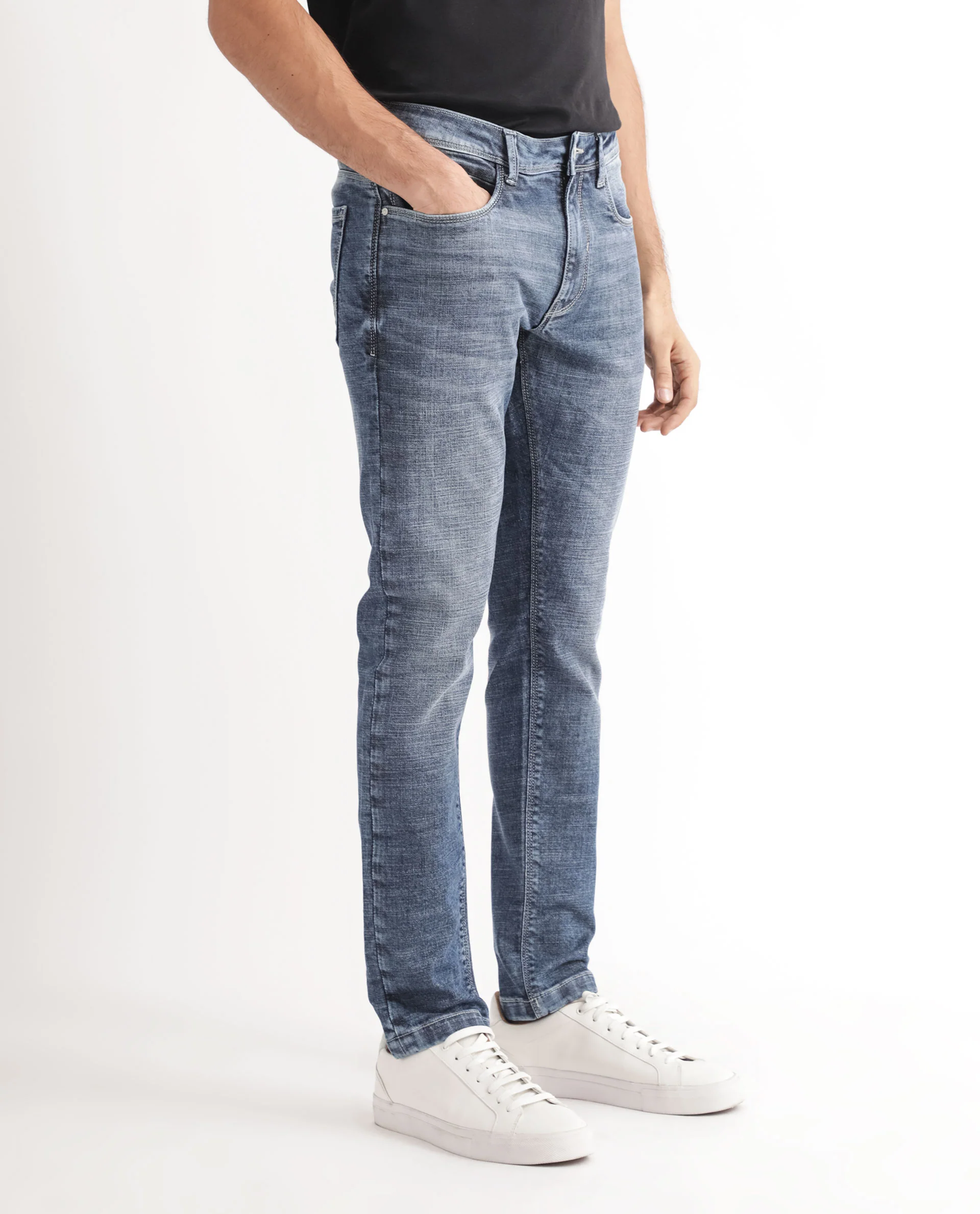 Rare Rabbit Men's Arten Blue Cotton Plain Hawk Slim Fit Jeans - Image 7
