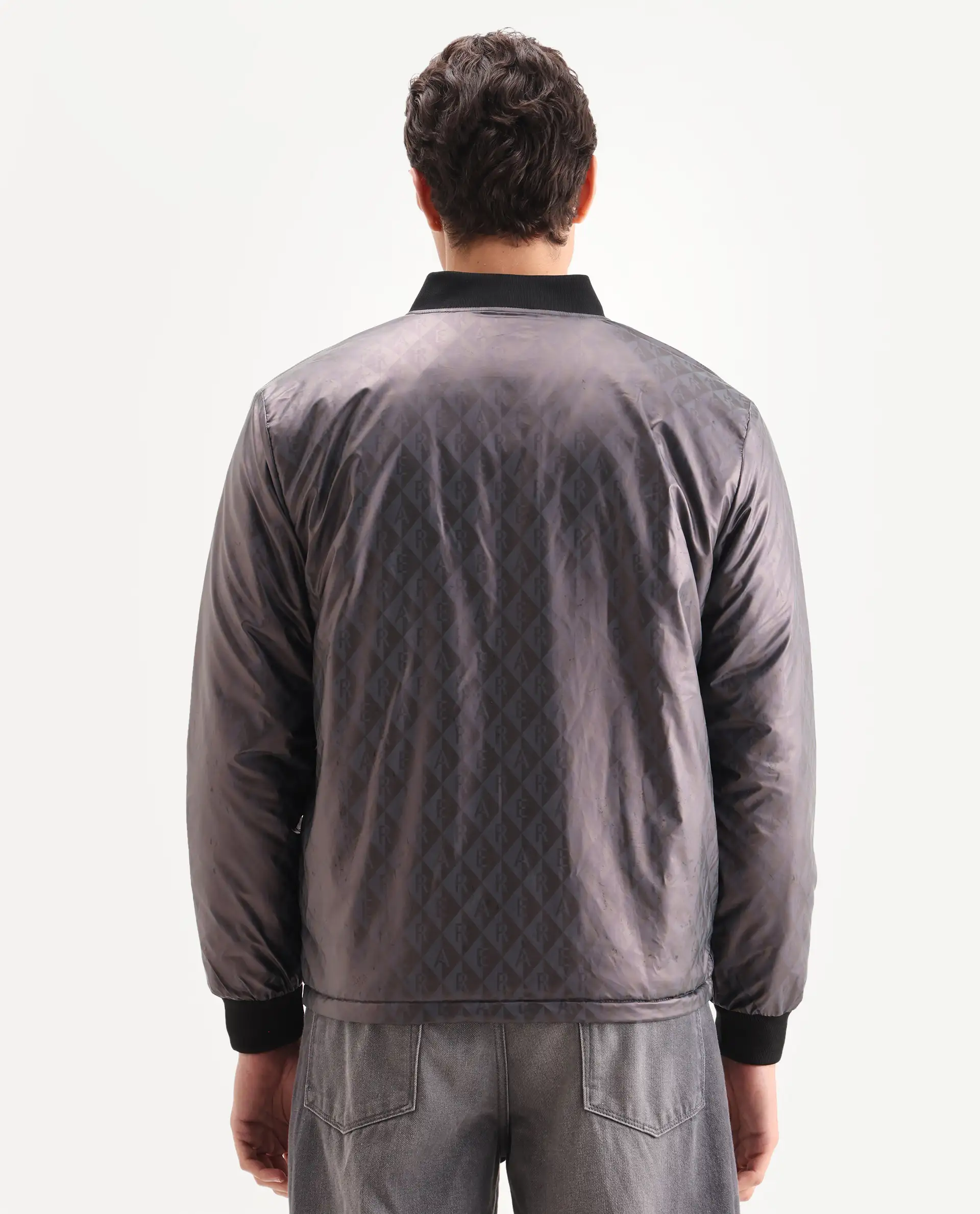 Rare Rabbit Men's Arteo Navy Polyester Printed Regular Fit Full Sleeve Ribbed Collar Jacket - Image 7