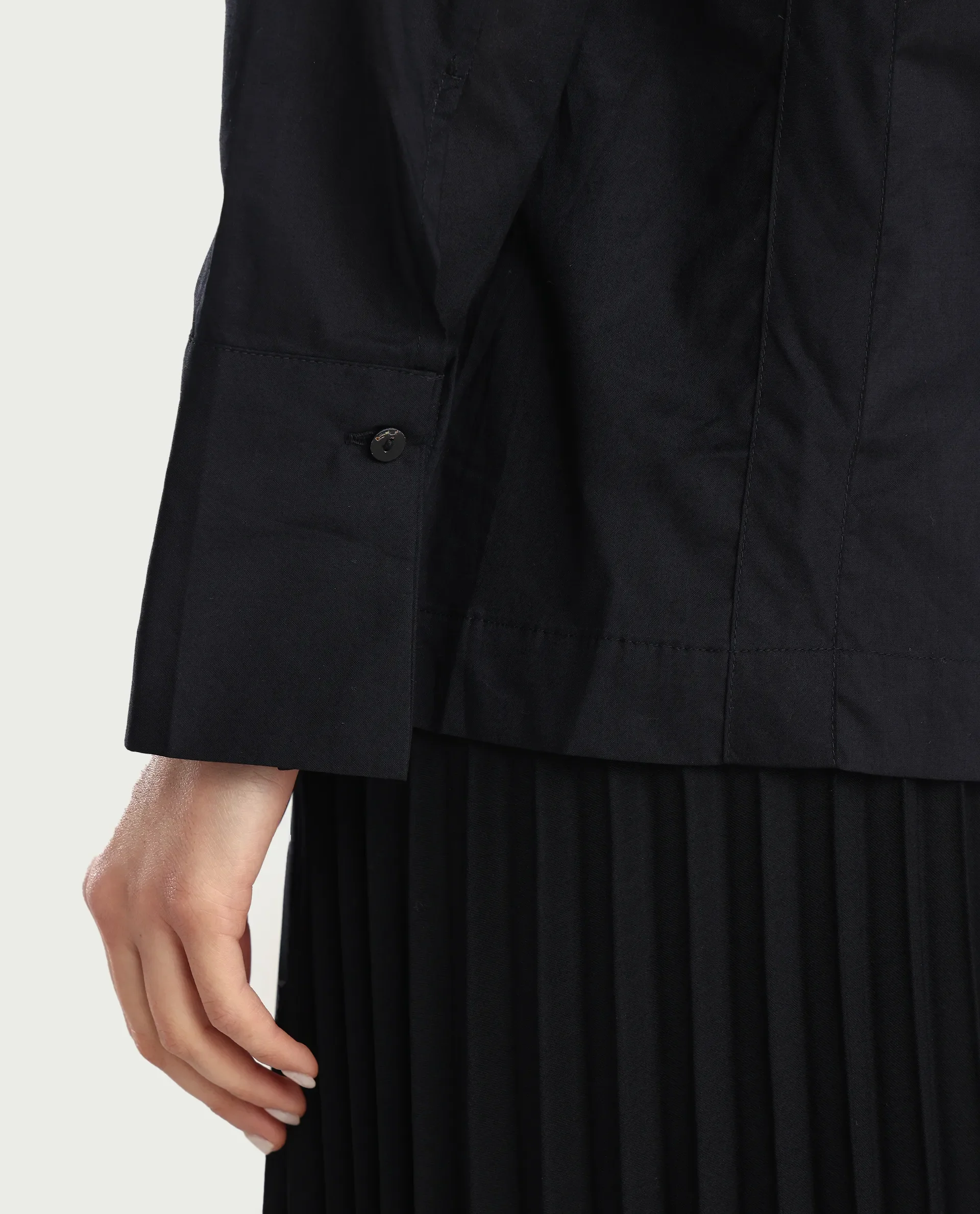 Rareism Women's Arthur Black Cotton Drop Collar Plain Cuffed Sleeve Regular Fit Shirt - Image 5