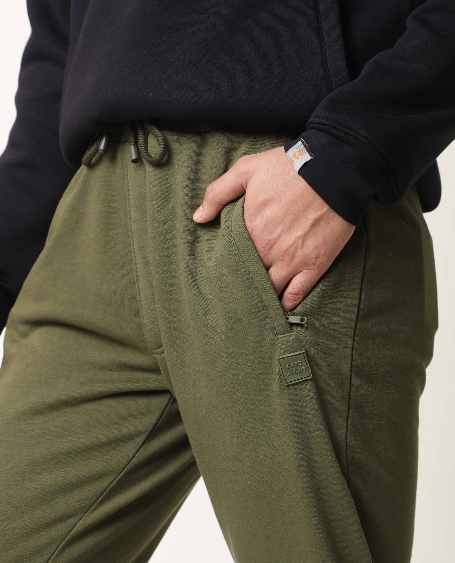 Rare Rabbit Men's Artic Olive Cotton Slim Fit Track Pant - Image 4