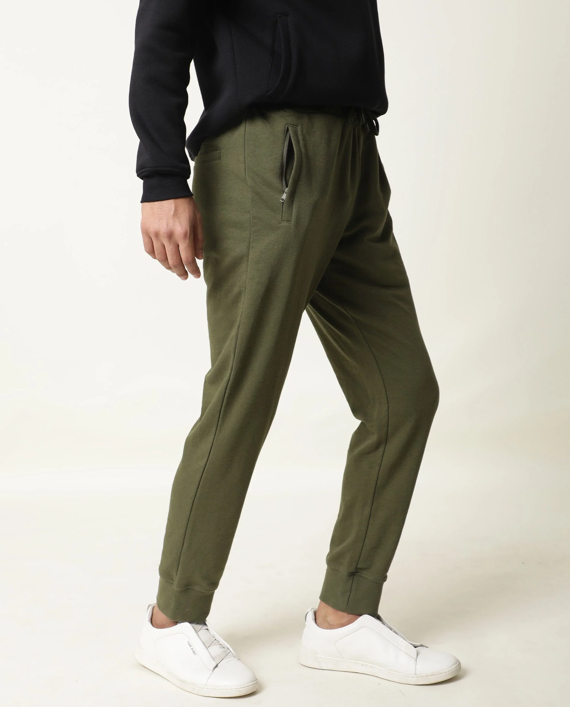 Rare Rabbit Men's Artic Olive Cotton Slim Fit Track Pant - Image 5