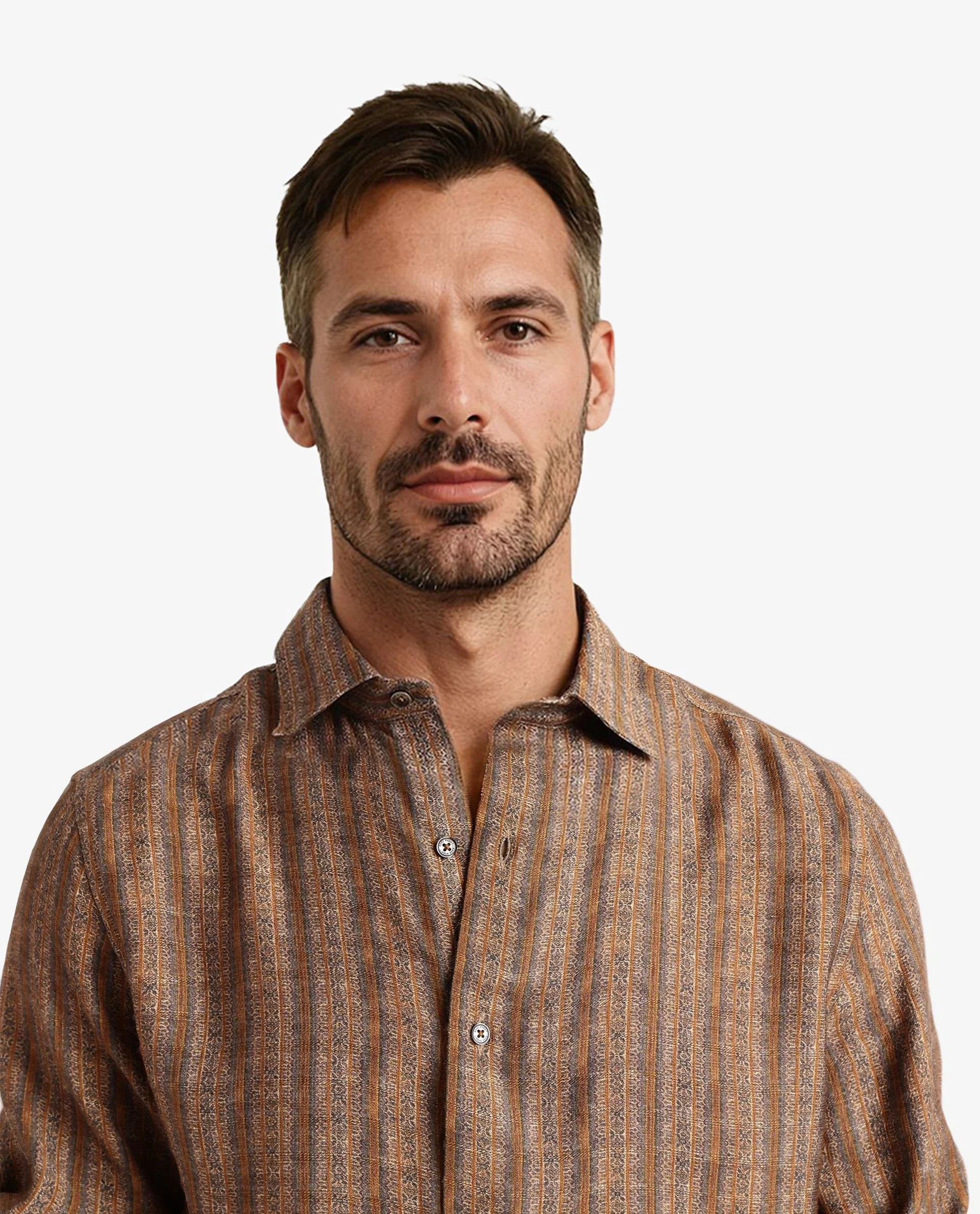Rare Rabbit Men's Artico Mustard Cotton Blend Decorative Print Regular Fit Full Sleeve Collared Shirt - Image 7