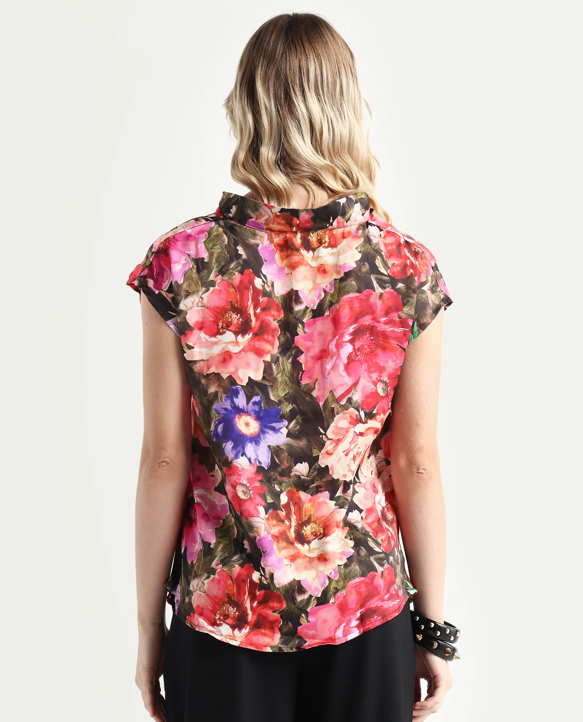 Rareism Women's Arturo Multi Polyester Cowl Neck Floral Print Extended Sleeves Regular Fit Top - Image 7