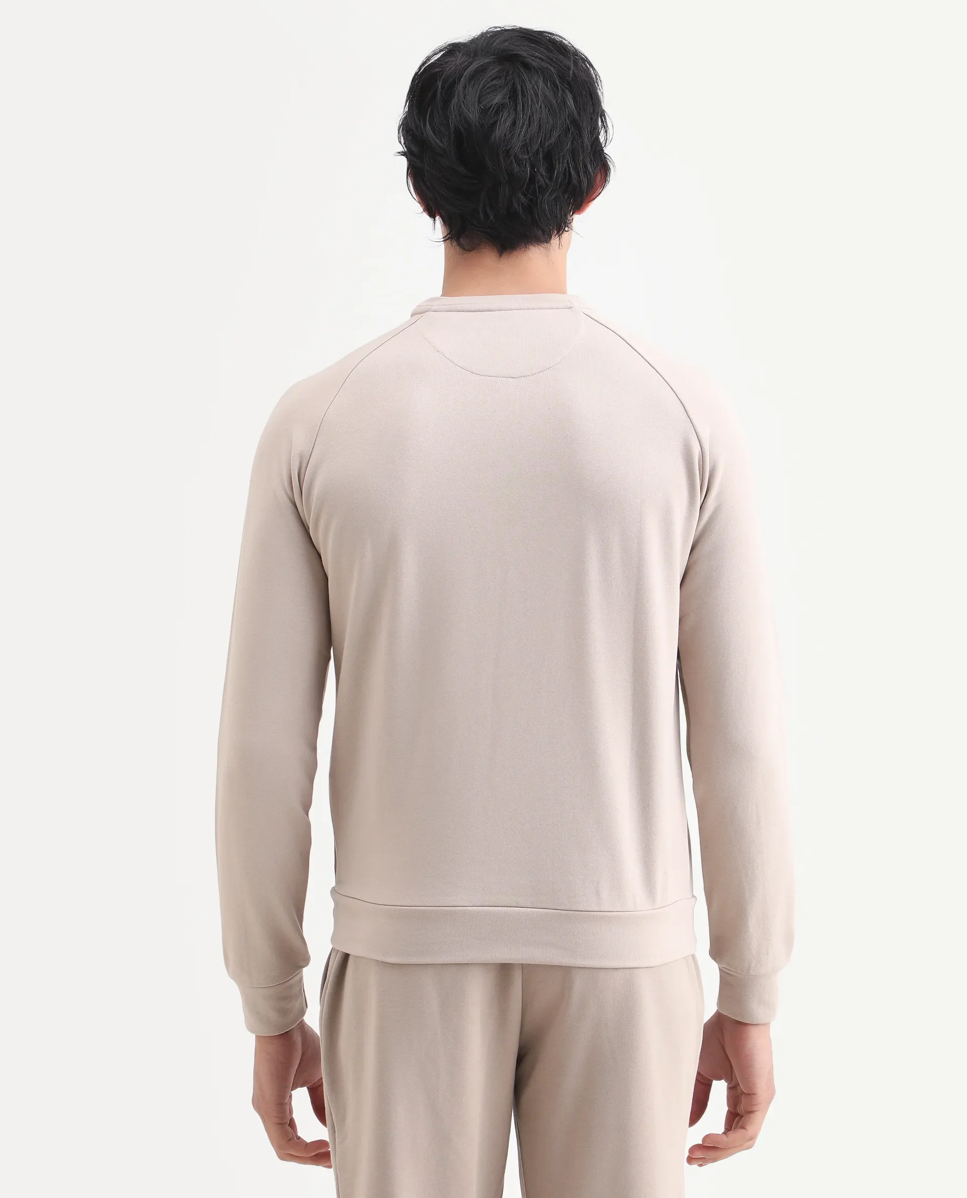 Rare Rabbit Articale Men's Arum Sand Beige Cotton Fabric Full Sleeves Solid Sweatshirt - Image 7