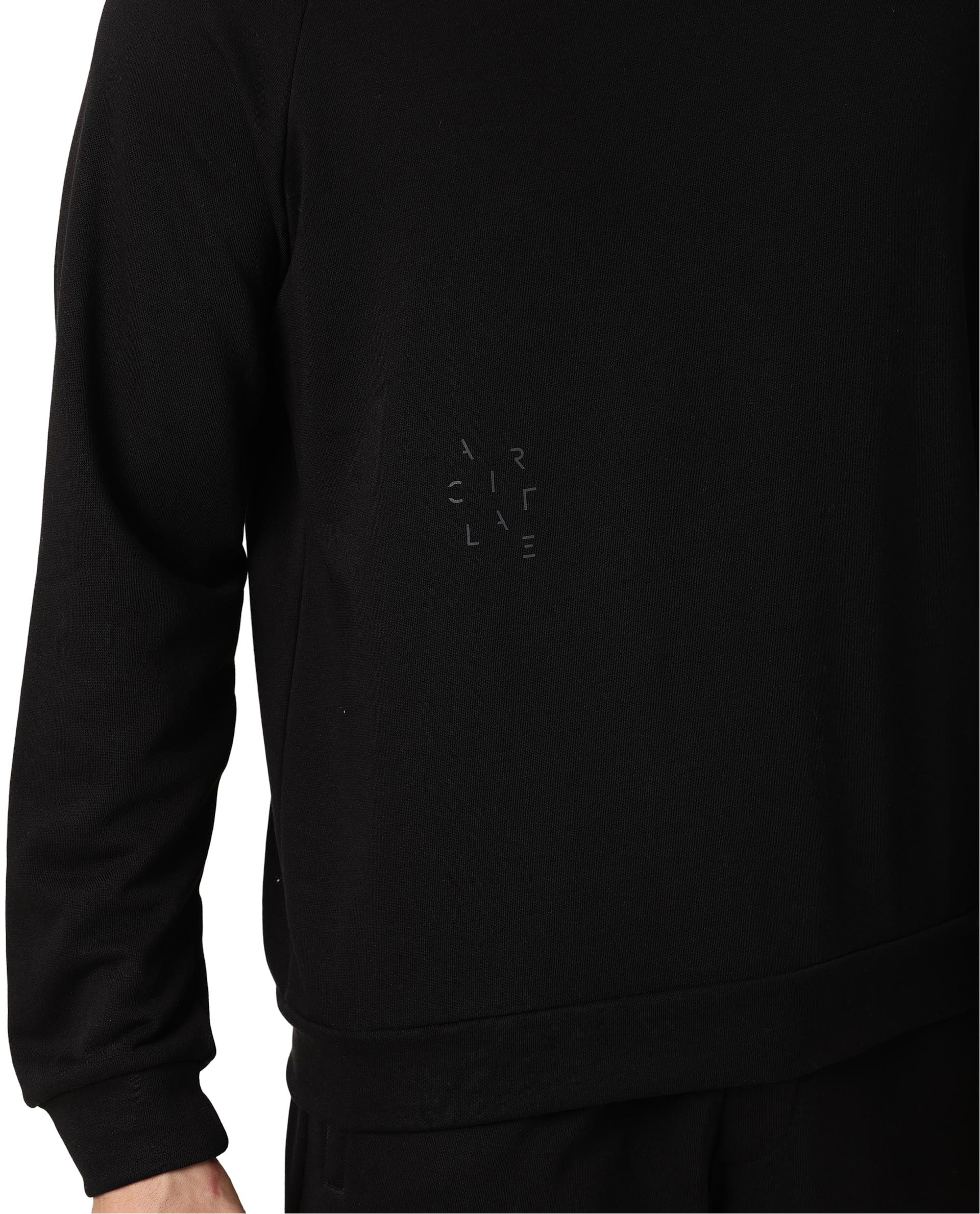 Rare Rabbit Articale Men's Arum Double Black Cotton Fabric Full Sleeves Solid Sweatshirt - Image 2