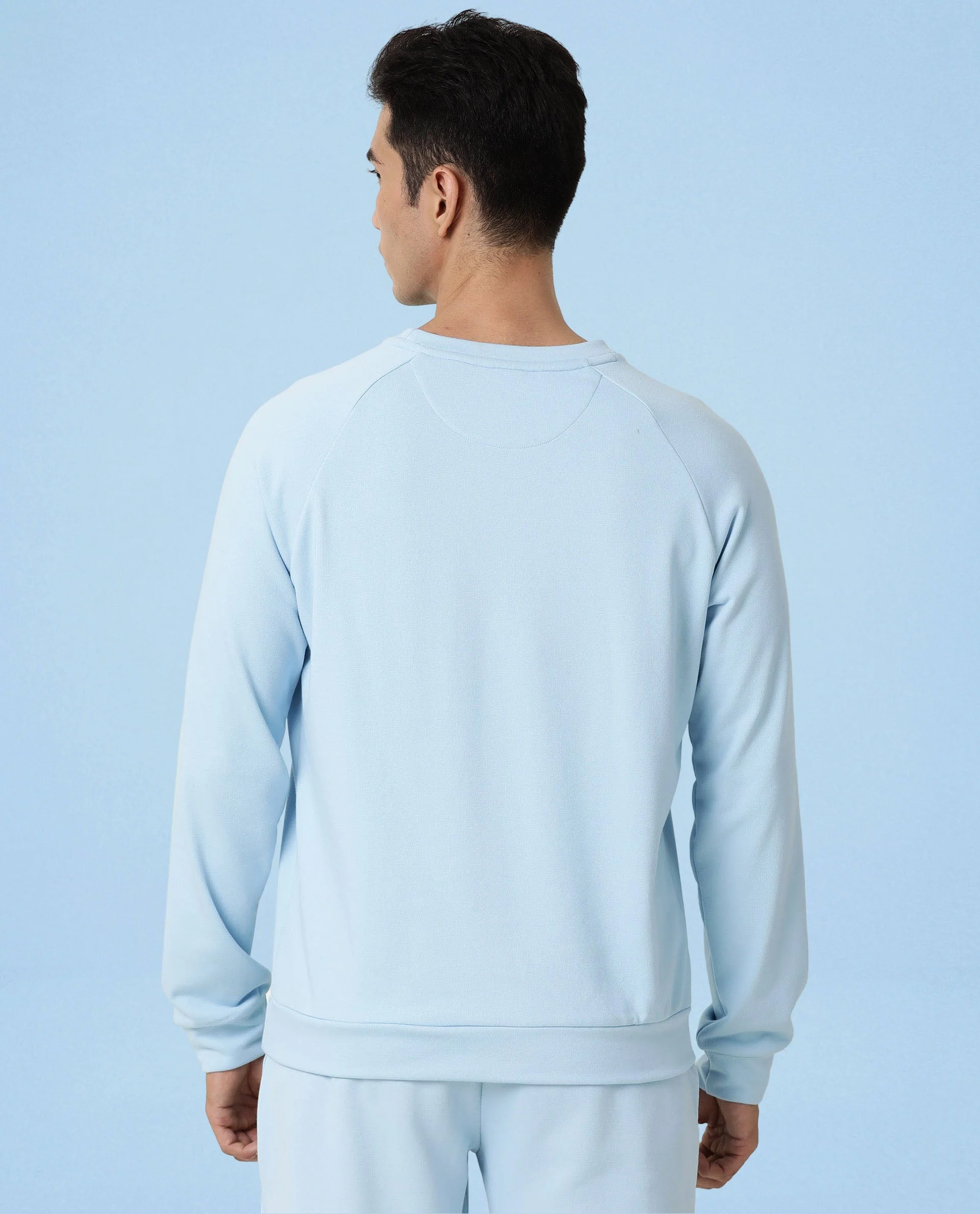 Rare Rabbit Articale Men's Arum Clear Blue Cotton Fabric Full Sleeves Solid Sweatshirt - Image 4