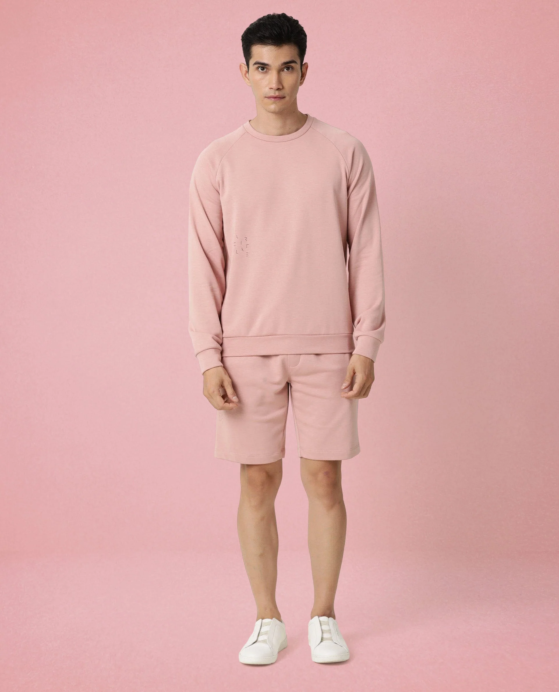 Rare Rabbit Articale Men's Arum Ash Rose Cotton Fabric Full Sleeves Solid Sweatshirt - Image 3