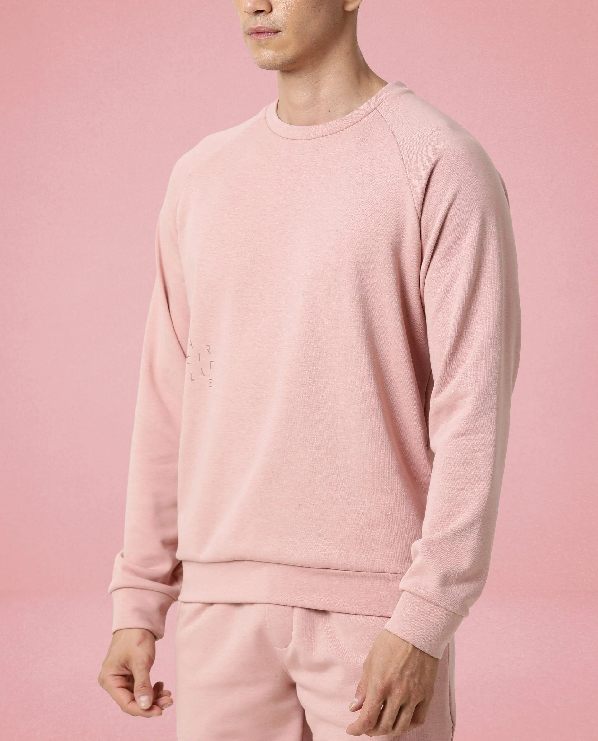 Rare Rabbit Articale Men's Arum Ash Rose Cotton Fabric Full Sleeves Solid Sweatshirt - Image 4