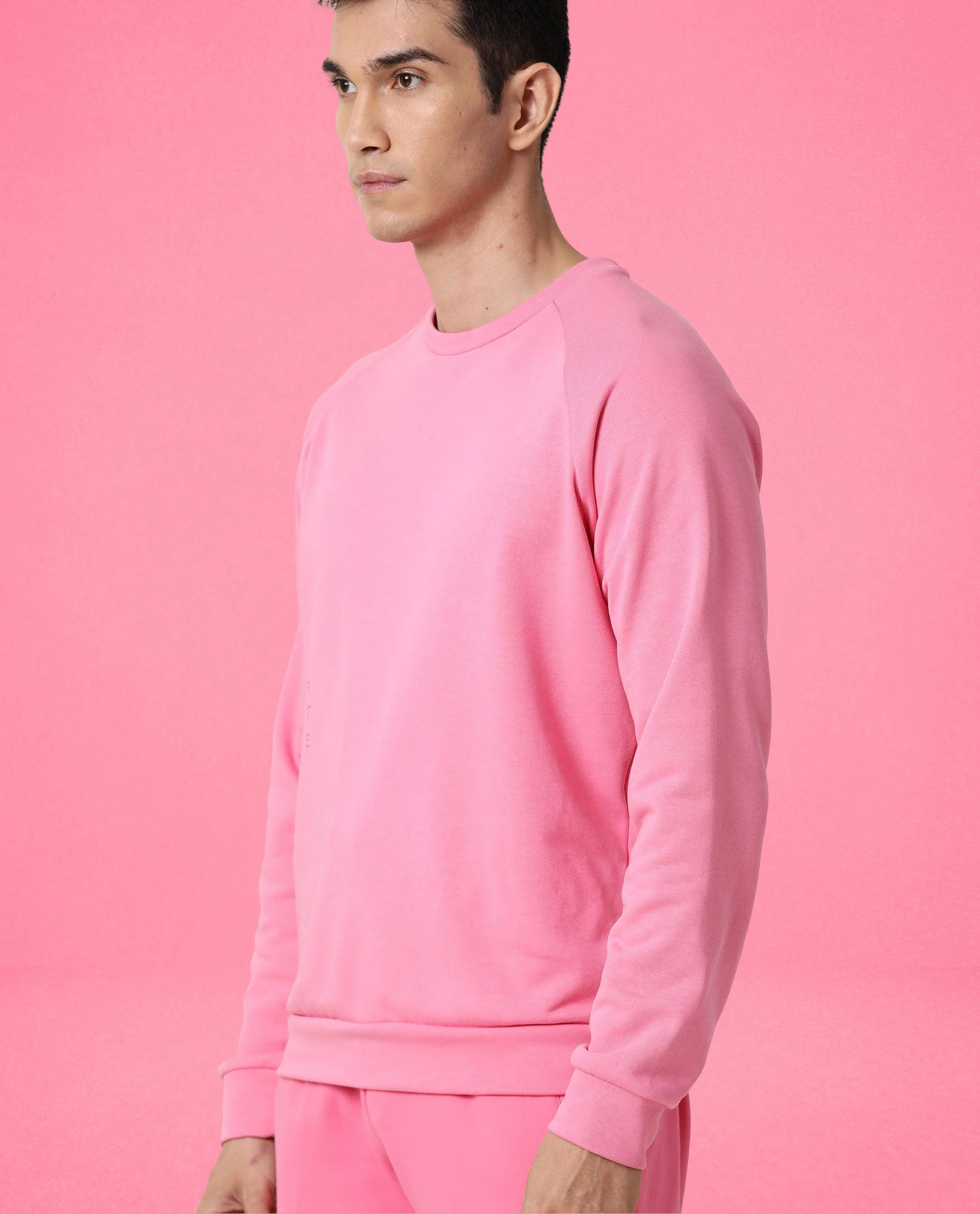 Rare Rabbit Articale Men's Arum Flame Pink Cotton Fabric Full Sleeves Solid Sweatshirt - Image 4