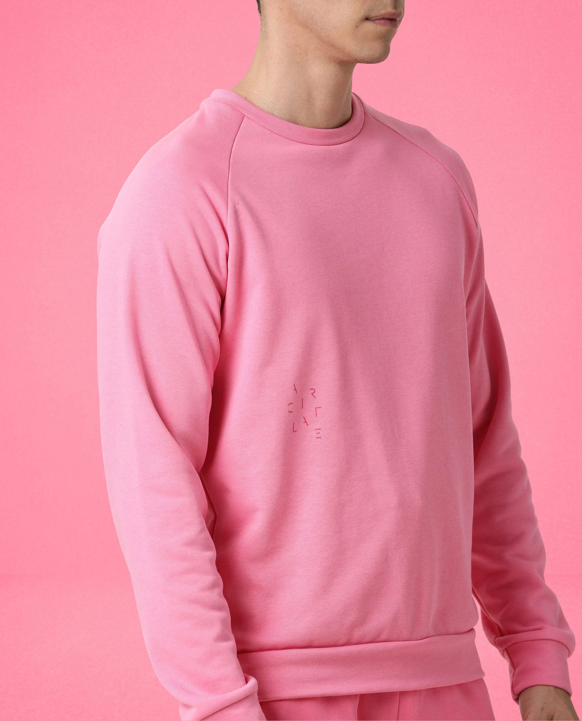 Rare Rabbit Articale Men's Arum Flame Pink Cotton Fabric Full Sleeves Solid Sweatshirt - Image 5