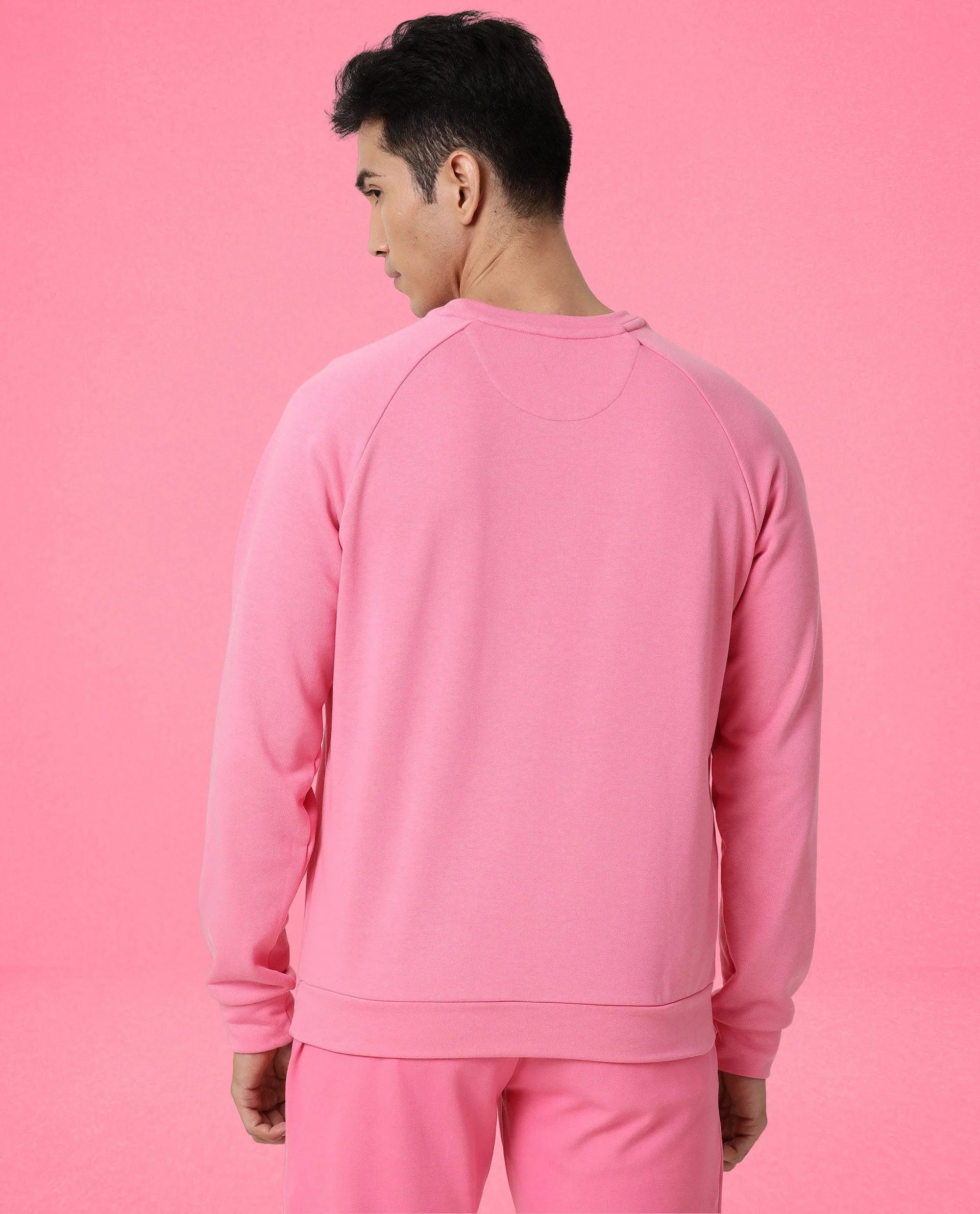 Rare Rabbit Articale Men's Arum Flame Pink Cotton Fabric Full Sleeves Solid Sweatshirt - Image 6