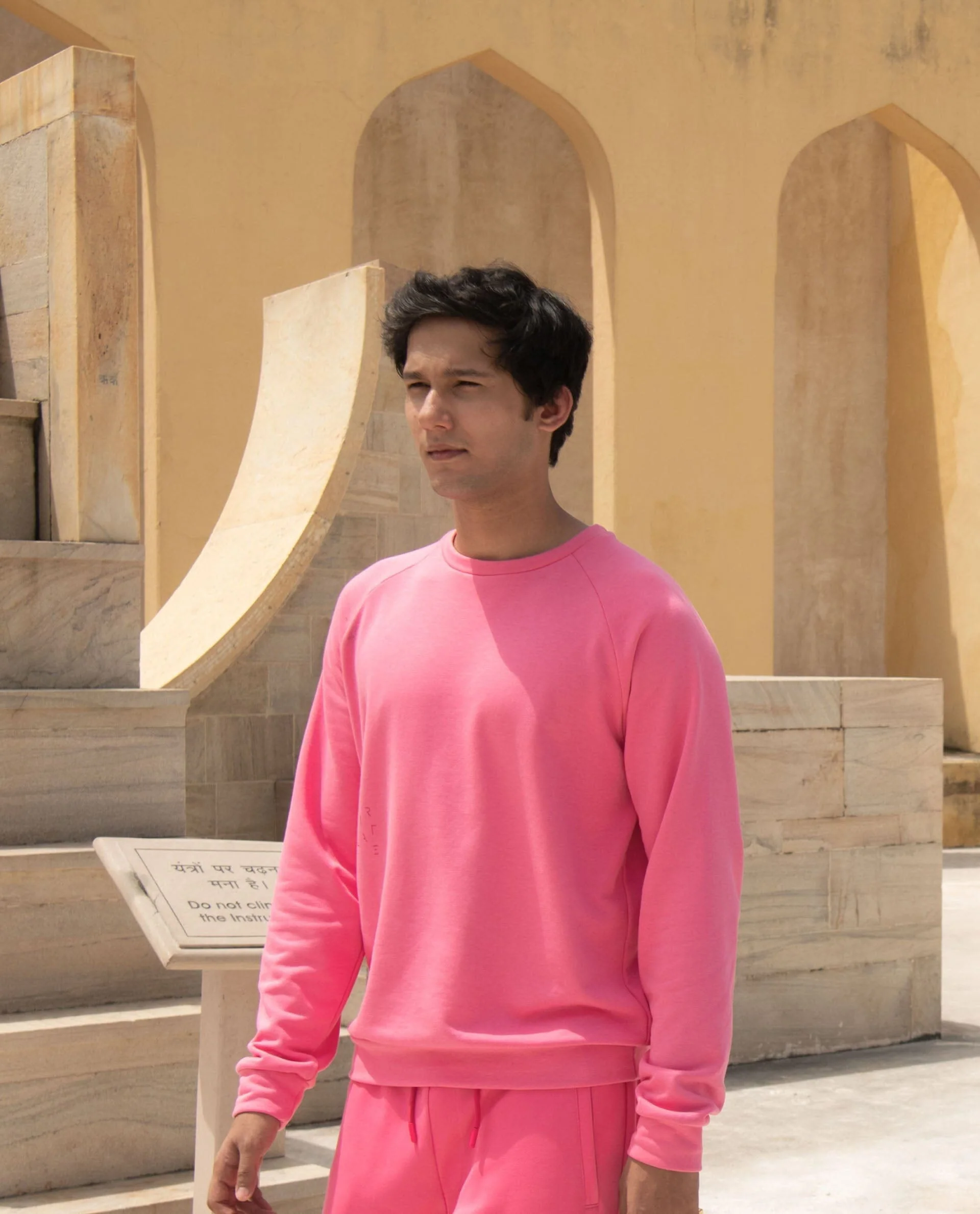Rare Rabbit Articale Men's Arum Flame Pink Cotton Fabric Full Sleeves Solid Sweatshirt - Image 7